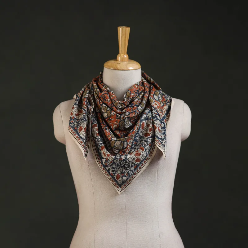 Pedana Kalamkari Hand Block Print Natural Dyed Cotton Scarf 53 made by Itokri