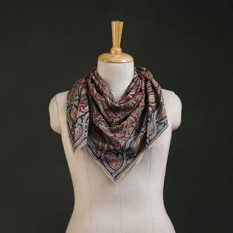 Pedana Kalamkari Hand Block Print Natural Dyed Cotton Scarf 58 made by Itokri
