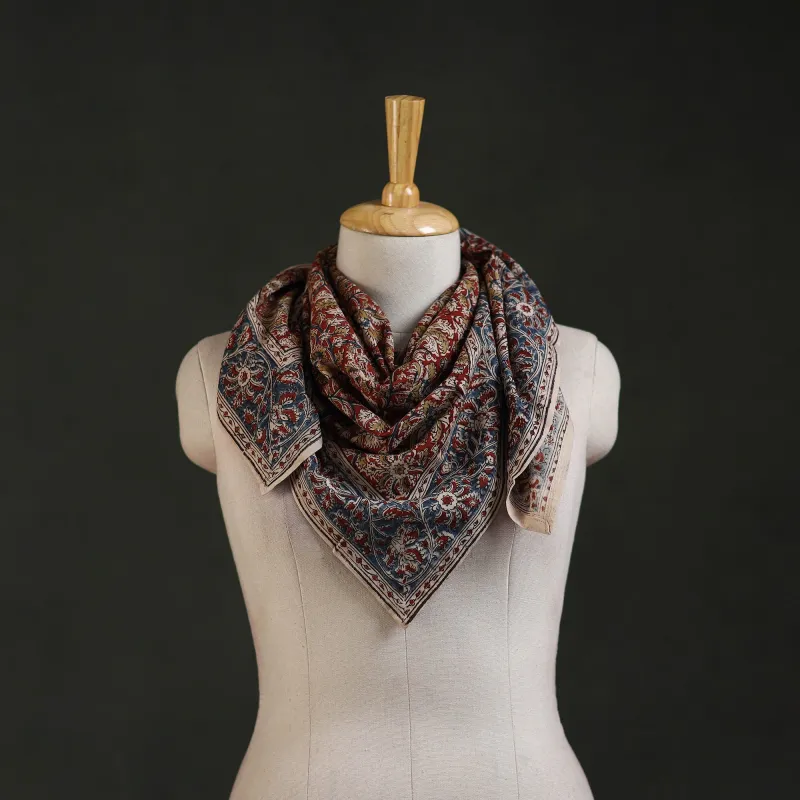 Pedana Kalamkari Hand Block Print Natural Dyed Cotton Scarf 68 made by Itokri