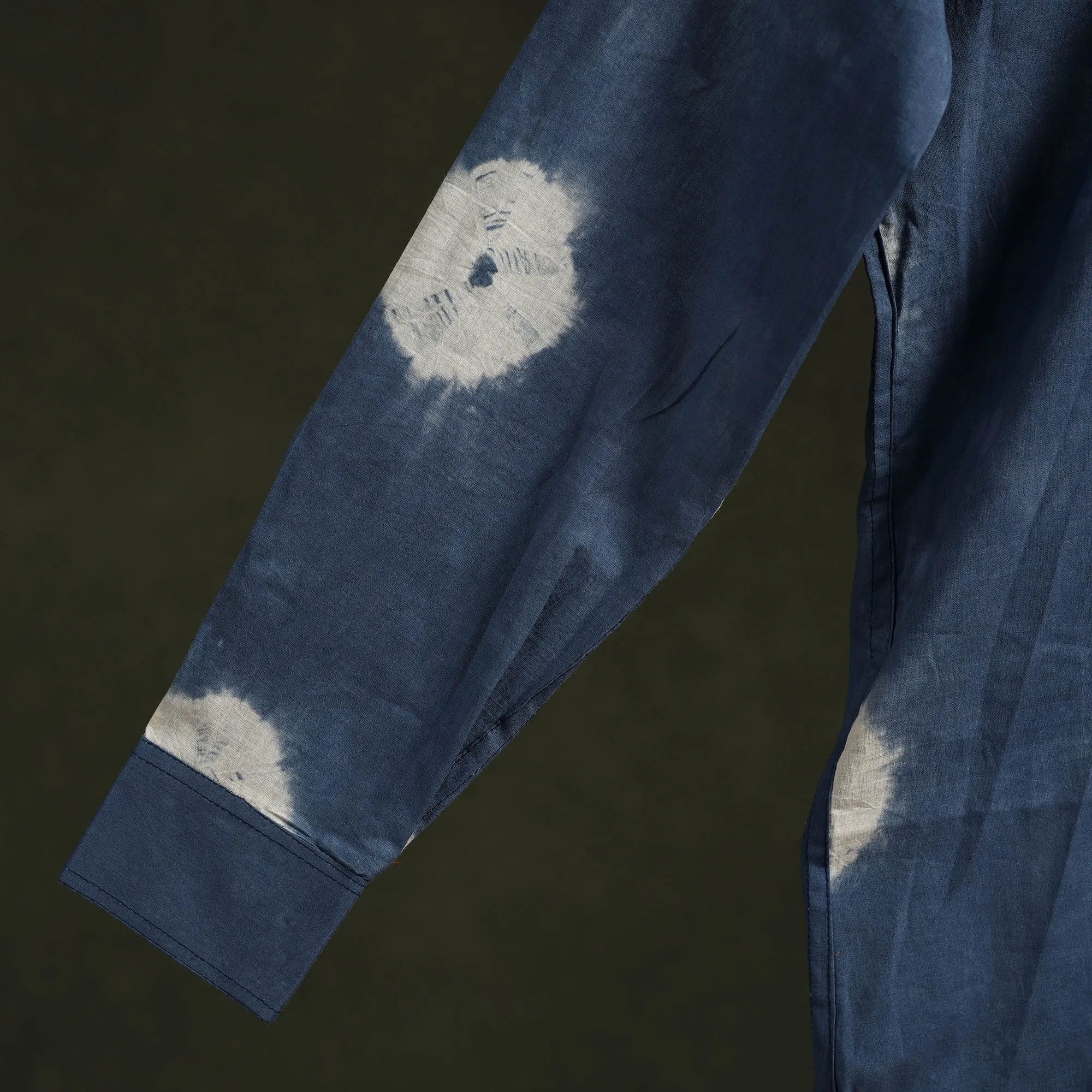 Blue - Pure Cotton Full Sleeve Tie-Dye Men Shibori Shirt 48 sold by Itokri product image thumbnail 3