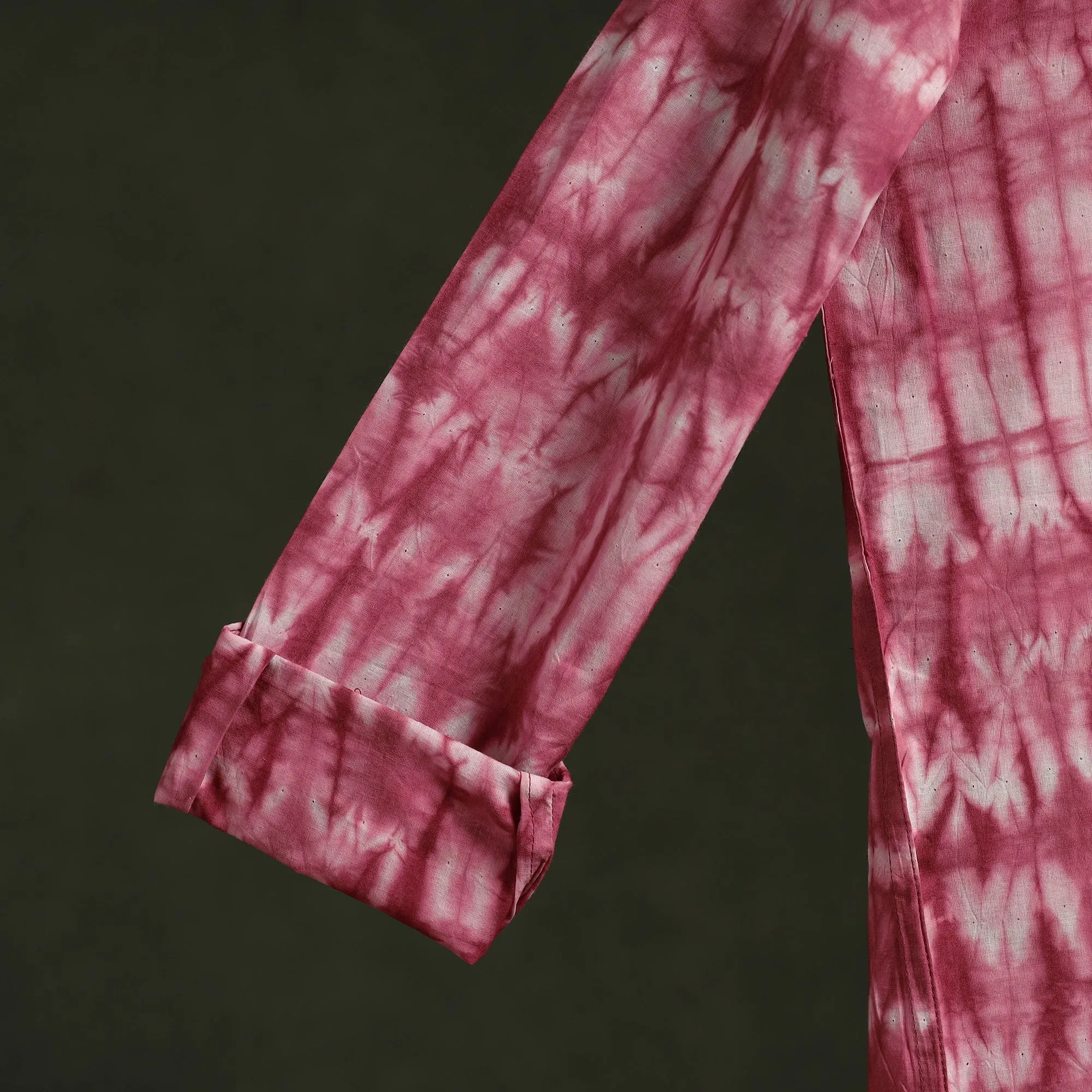 Pink - Pure Cotton Full Sleeve Tie-Dye Men Shibori Shirt 24 sold by Itokri product image thumbnail 4