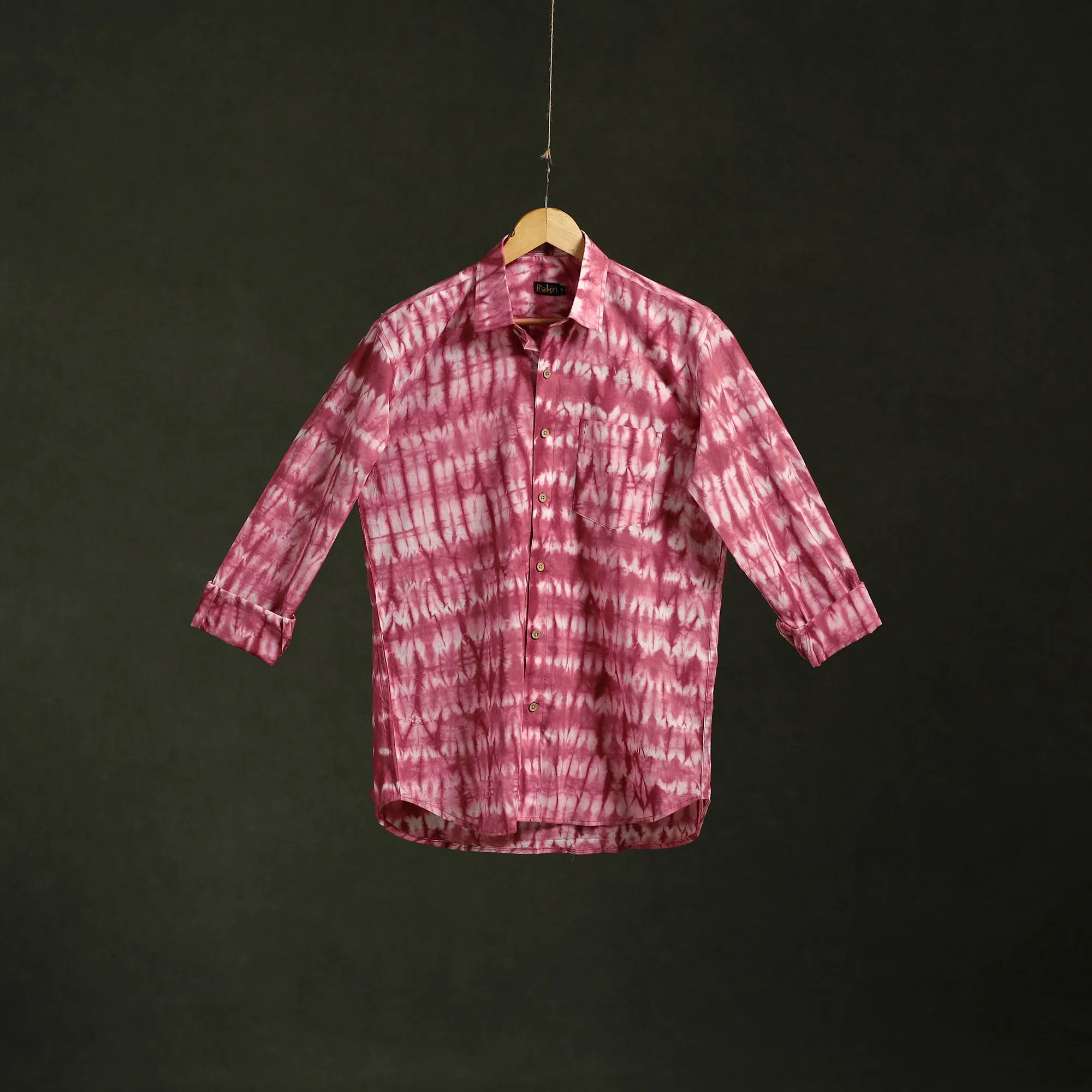Pink - Pure Cotton Full Sleeve Tie-Dye Men Shibori Shirt 24 sold by Itokri product image thumbnail 2