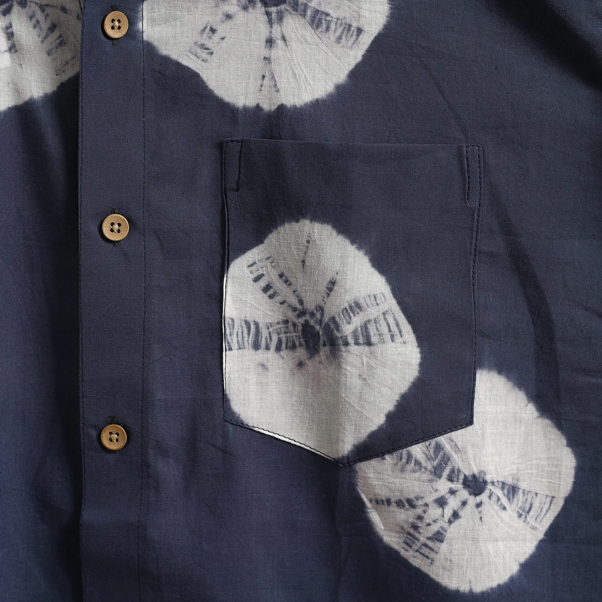Blue - Pure Cotton Half Sleeve Tie-Dye Men Shibori Shirt 37 sold by Itokri product image thumbnail 5