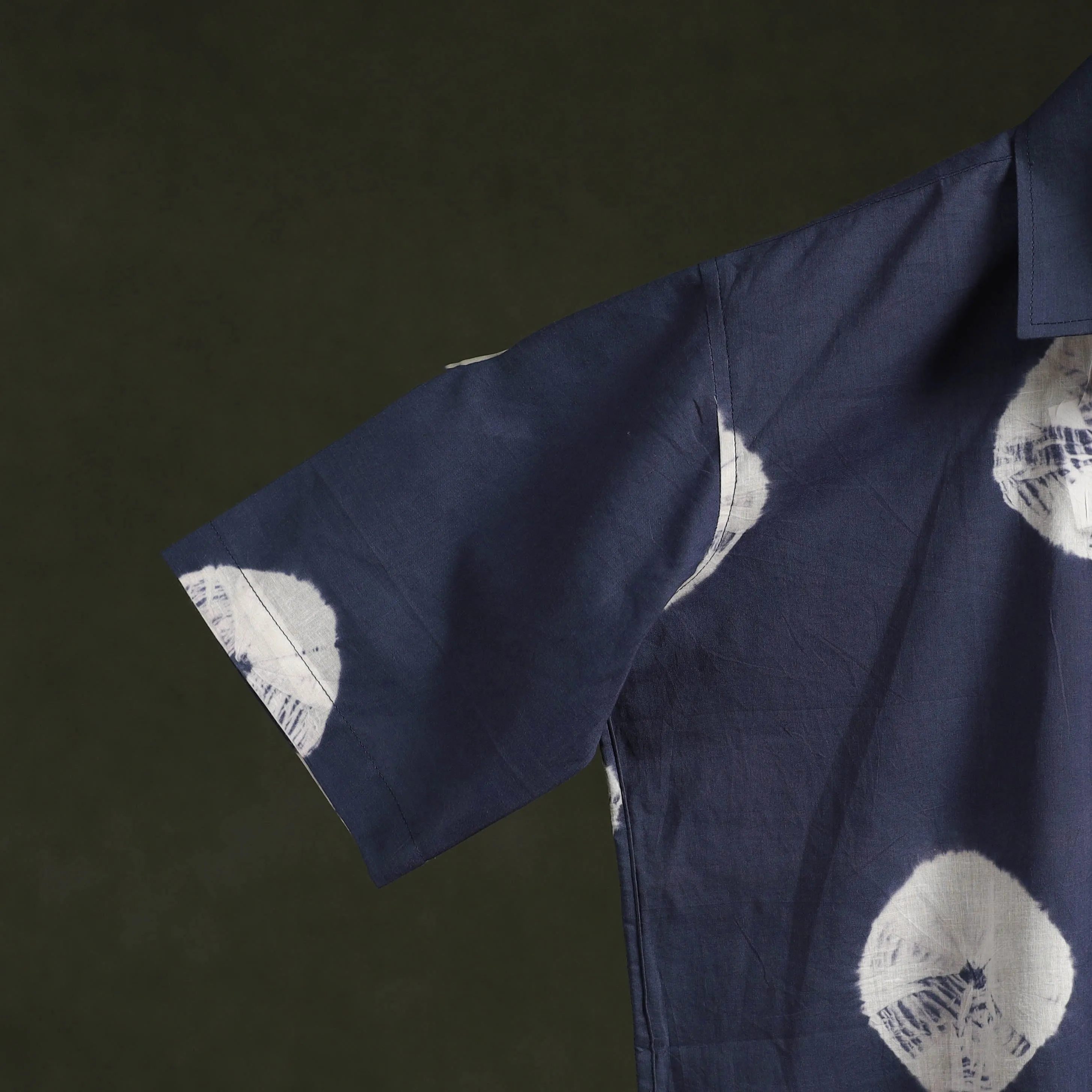 Blue - Pure Cotton Half Sleeve Tie-Dye Men Shibori Shirt 37 sold by Itokri product image thumbnail 4