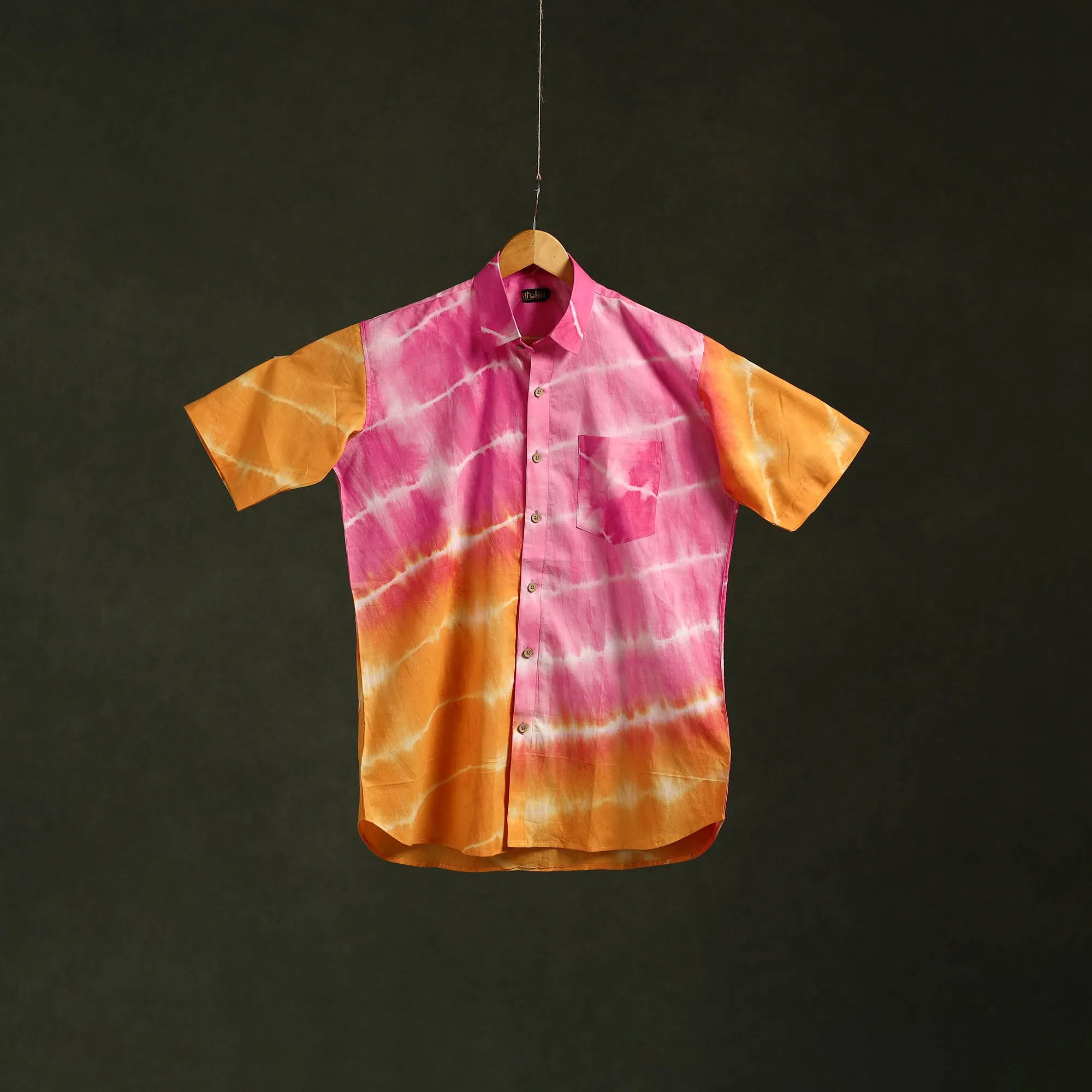 Multicolor - Pure Cotton Half Sleeve Tie-Dye Men Shibori Shirt 49 sold by Itokri product image thumbnail 2
