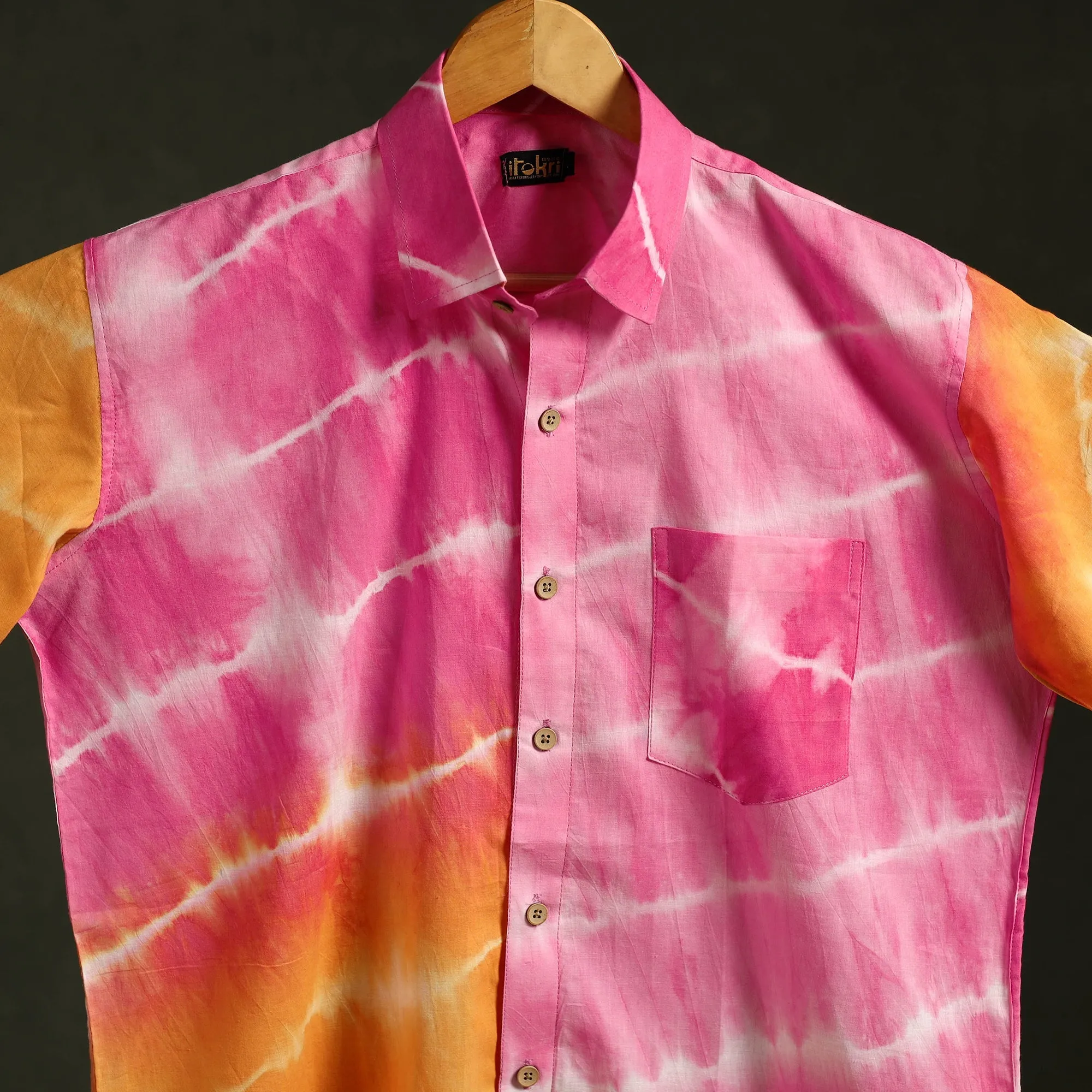 Multicolor - Pure Cotton Half Sleeve Tie-Dye Men Shibori Shirt 49 sold by Itokri product image thumbnail 3