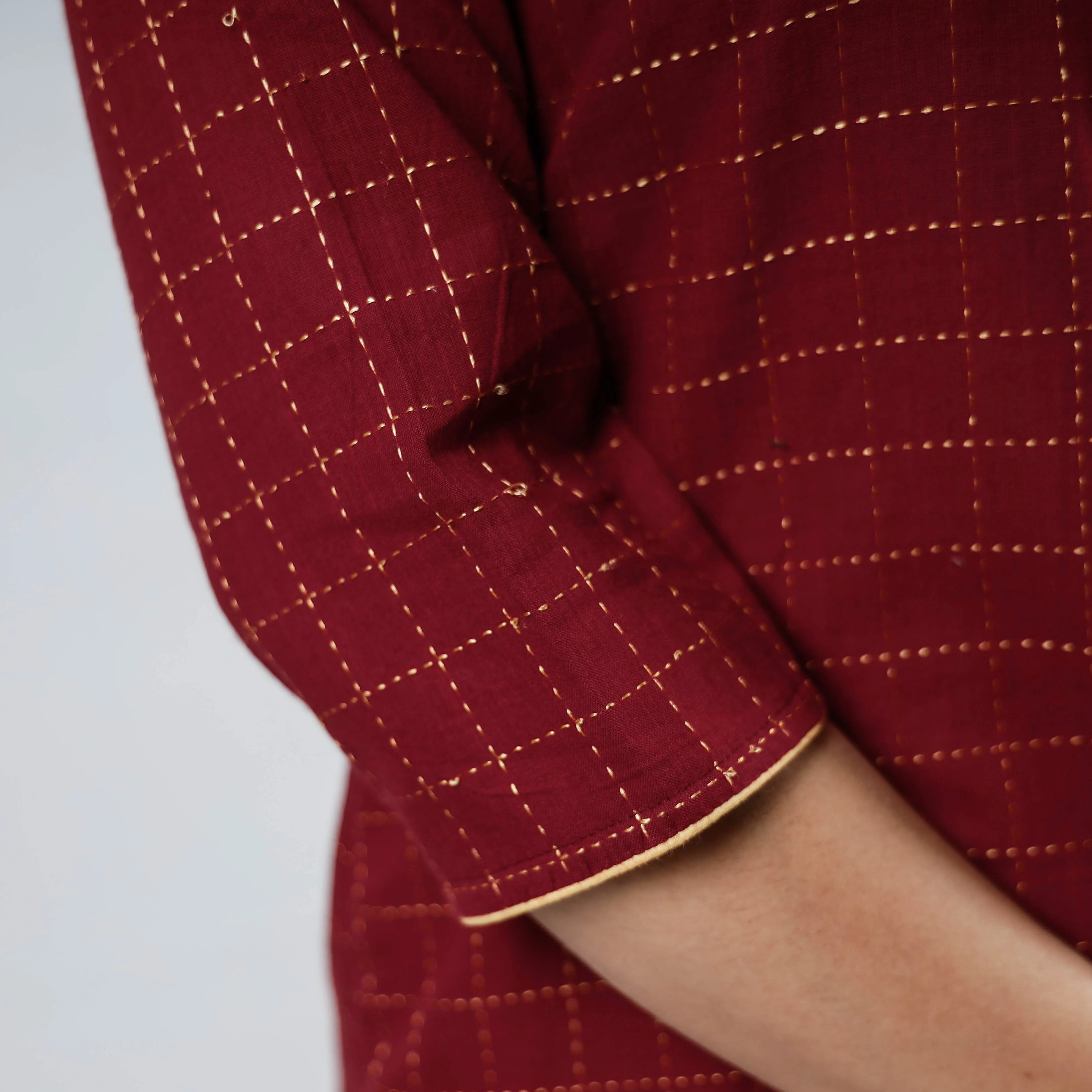 Maroon - Jacquard Cotton Straight Kurta 10 sold by Itokri product image thumbnail 5