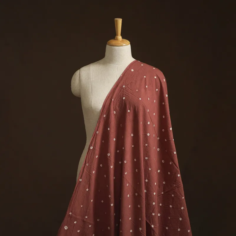 Brown - Kutch Tie-Dye Pure Mul Cotton Bandhani Fabric 24 made by Itokri