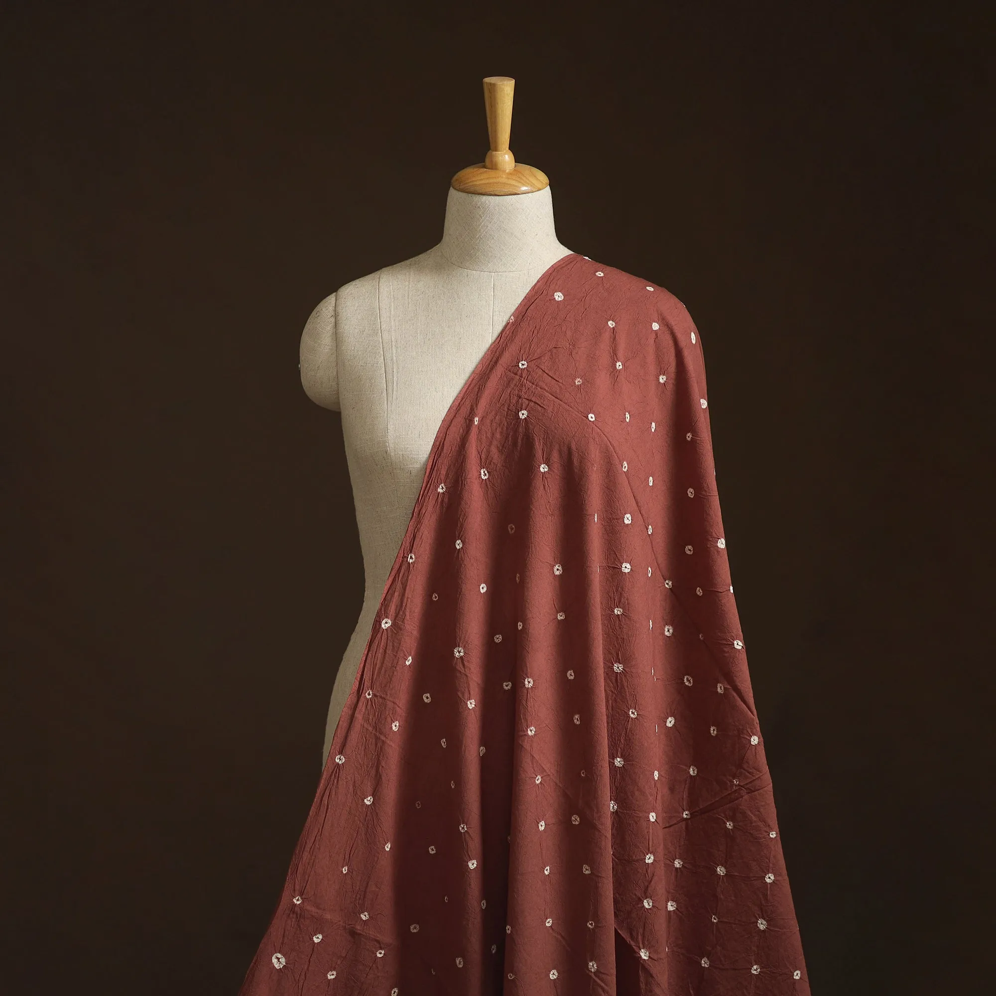 Brown - Kutch Tie-Dye Pure Mul Cotton Bandhani Fabric 24 sold by Itokri