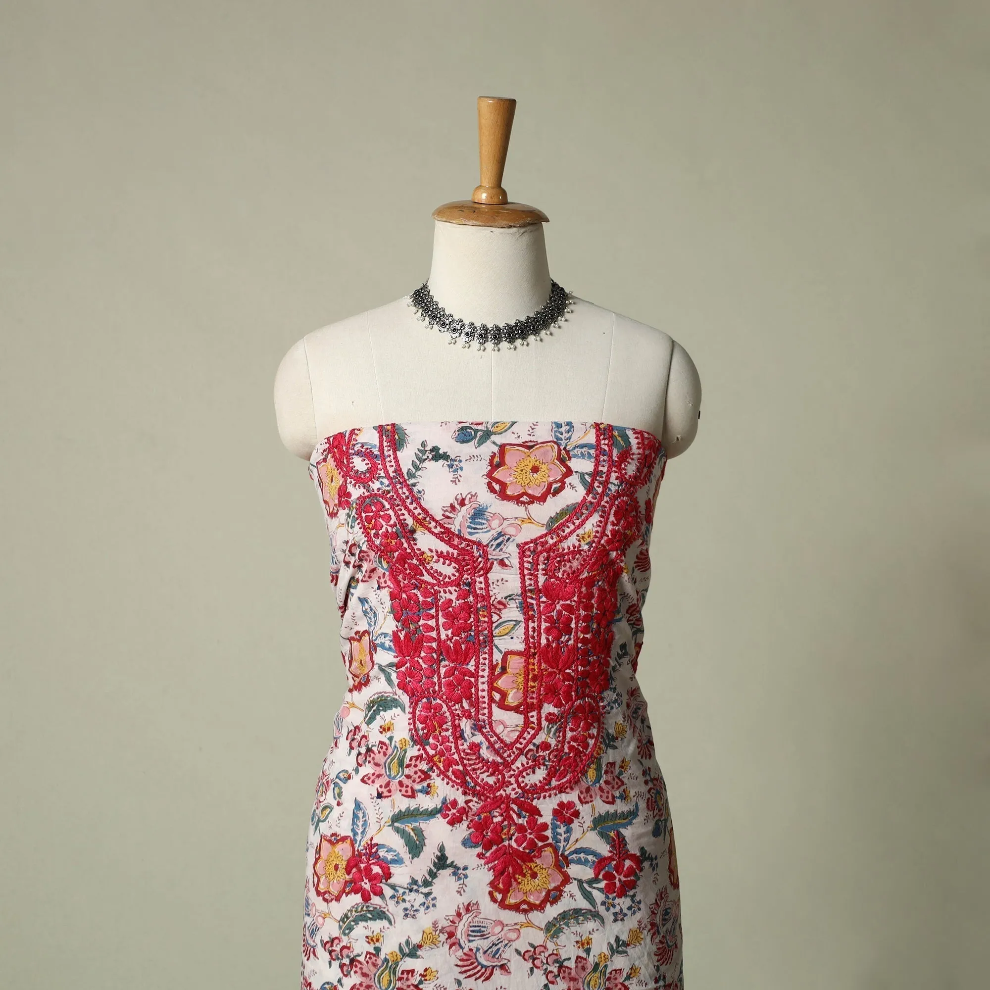 Multicolor - Lucknowi Chikankari Hand Embroidery Sanganeri Unstitched Kurta Material (2.5M) 81 sold by Itokri product image thumbnail 2