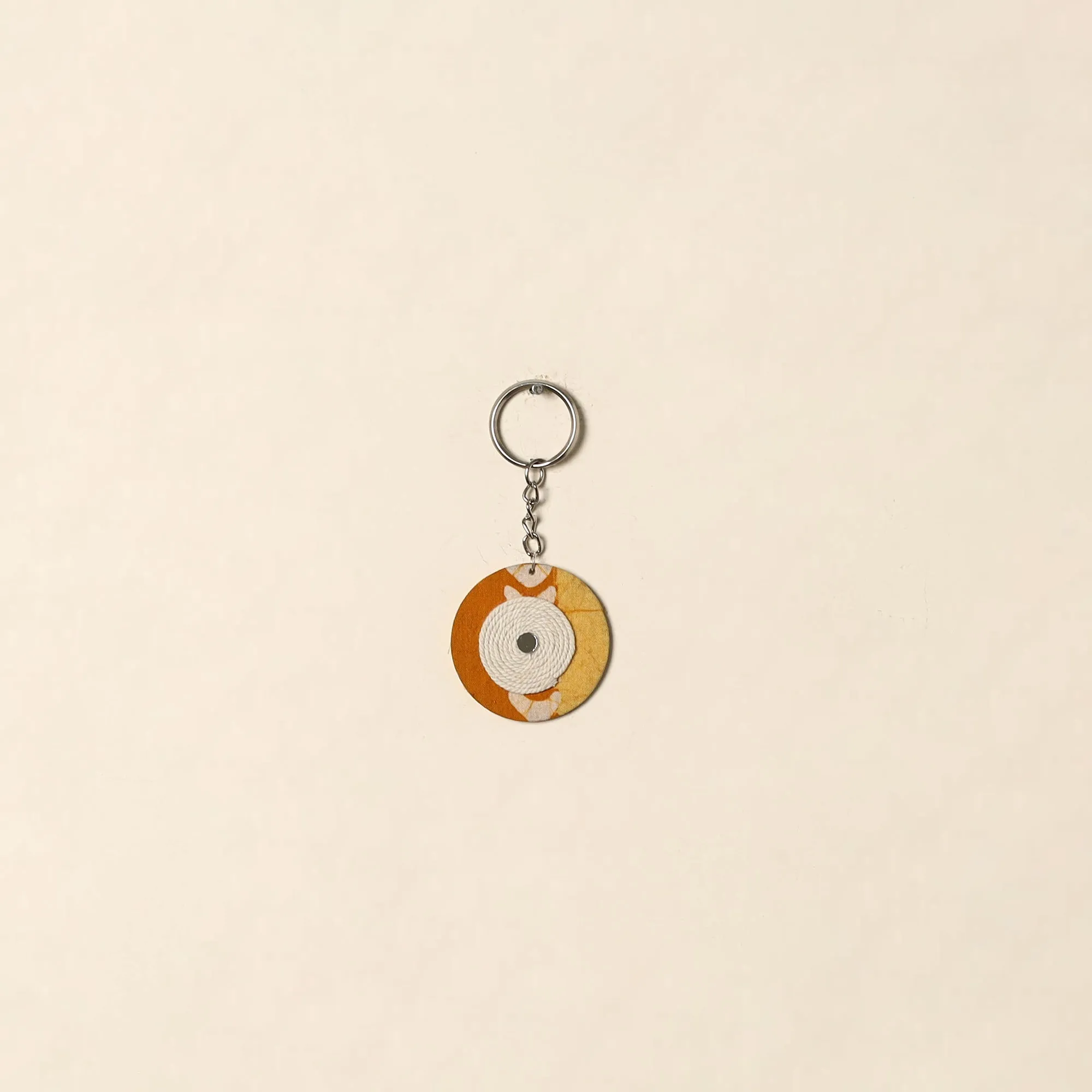 Handcrafted Jute Fabric Embellished Wood Keychain 15 sold by Itokri