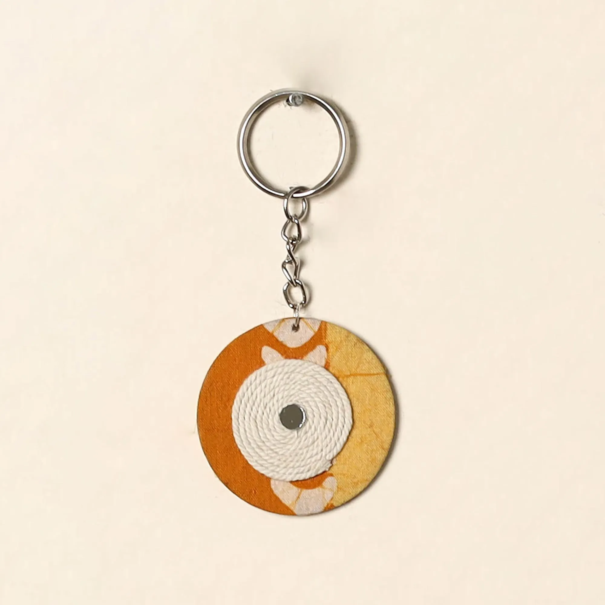 Handcrafted Jute Fabric Embellished Wood Keychain 15 sold by Itokri product image thumbnail 2