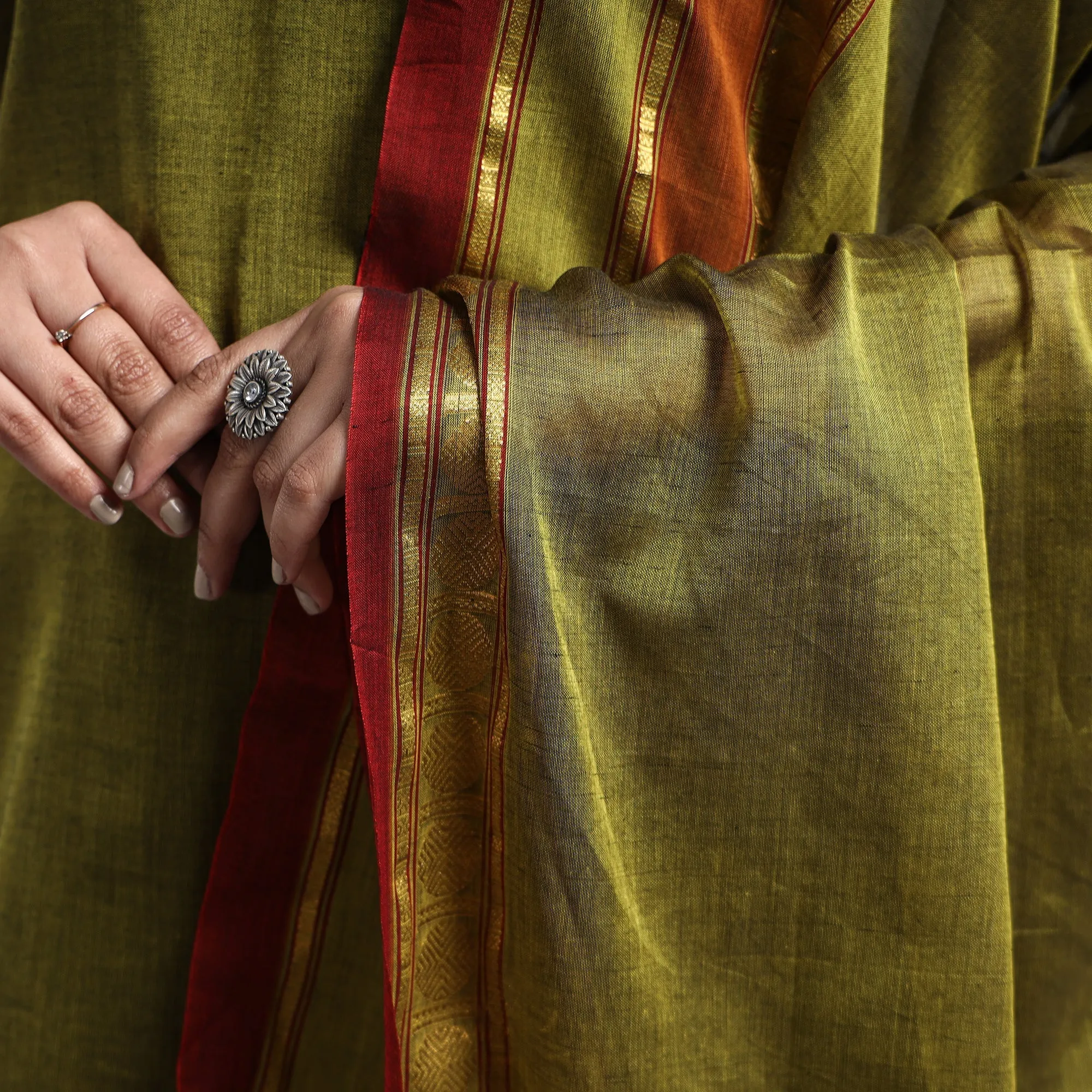 Mehendi Green - Dharwad Cotton Kurta with Palazzo & Dupatta Set sold by Itokri product image thumbnail 5