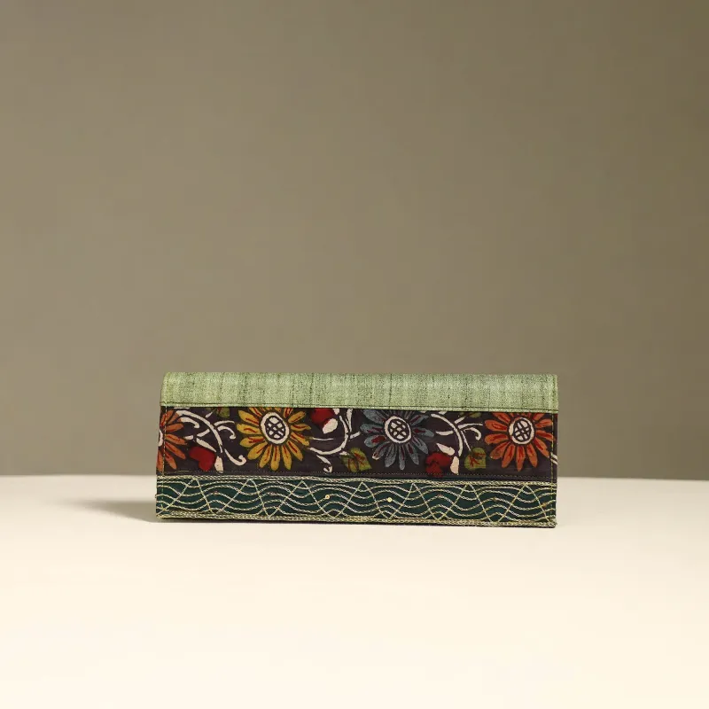 Handpainted Kalamkari Natural Dyed Ghicha Silk Clutch / Wallet 23 made by Itokri