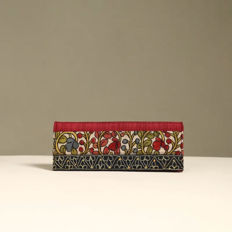 Handpainted Kalamkari Natural Dyed Ghicha Silk Clutch / Wallet 22 made by Itokri