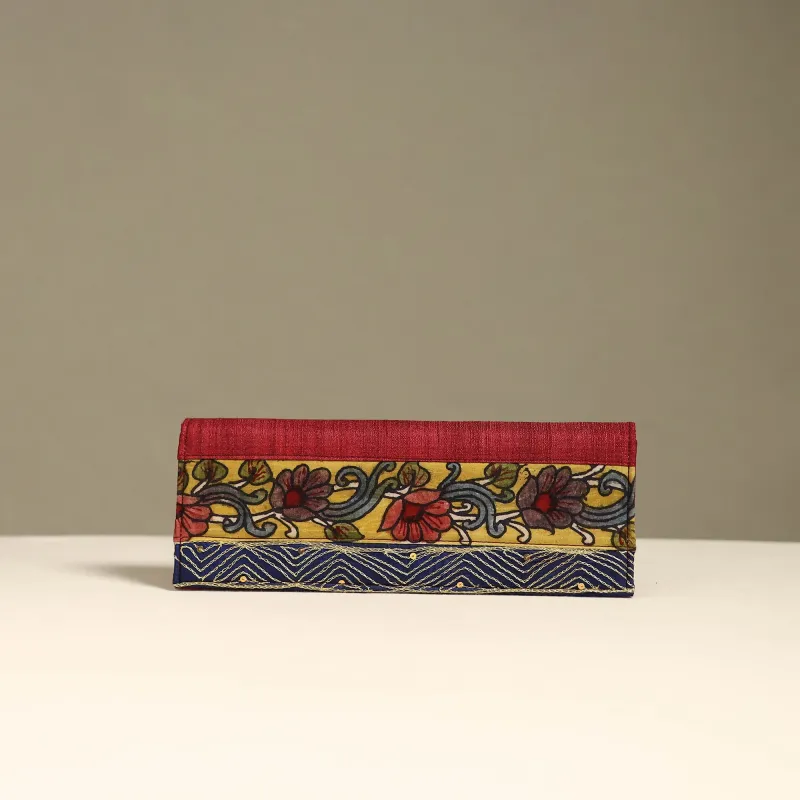 Handpainted Kalamkari Natural Dyed Ghicha Silk Clutch / Wallet 09 made by Itokri