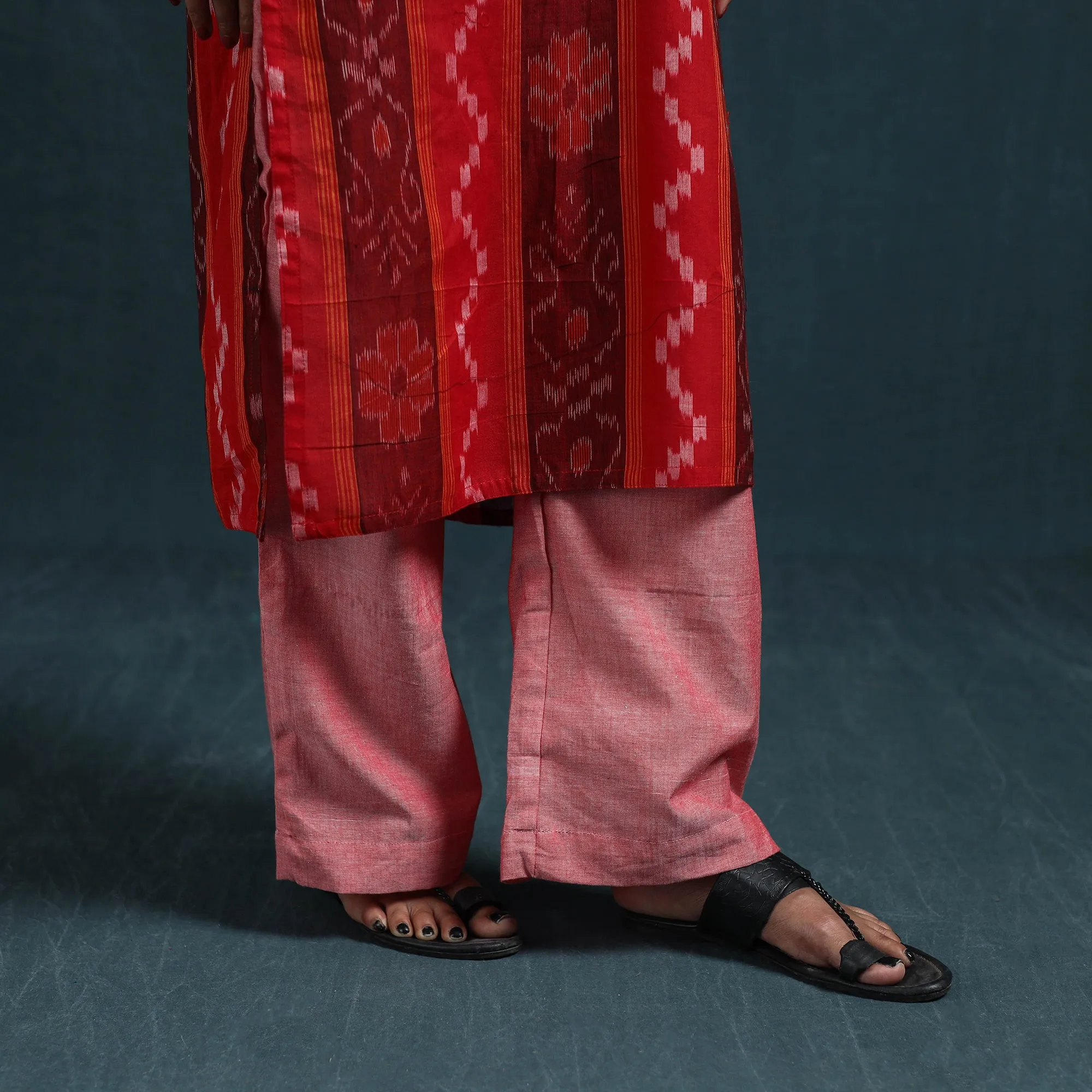 Red - Sambalpuri Ikat Pure Cotton Suit Set with Dupatta for women 11 sold by Itokri product image thumbnail 5