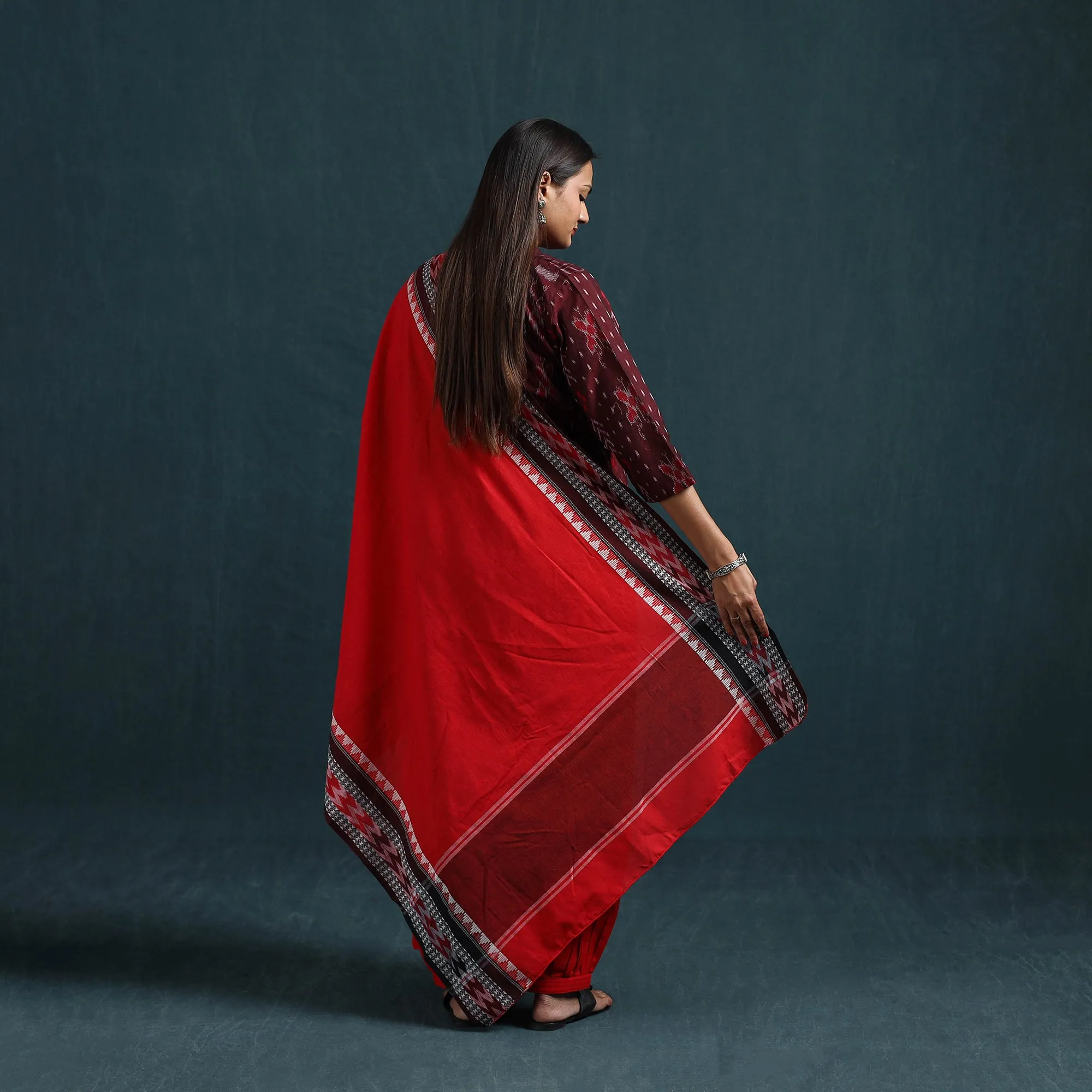 Maroon - Sambalpuri Ikat Pure Cotton Suit Set with Dupatta for women 01 sold by Itokri product image thumbnail 4