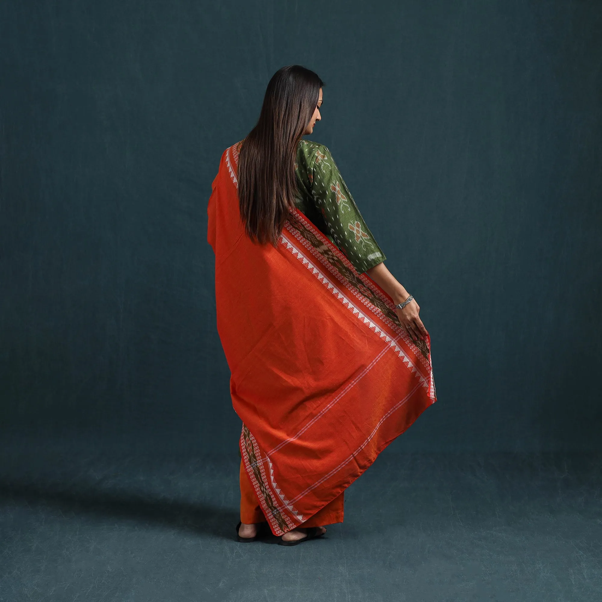Green - Sambalpuri Ikat Pure Cotton Suit Set with Dupatta for women 06 sold by Itokri product image thumbnail 4