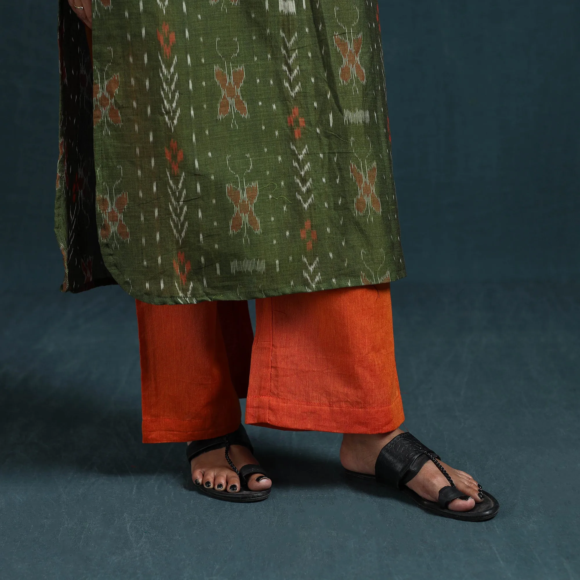 Green - Sambalpuri Ikat Pure Cotton Suit Set with Dupatta for women 06 sold by Itokri product image thumbnail 5