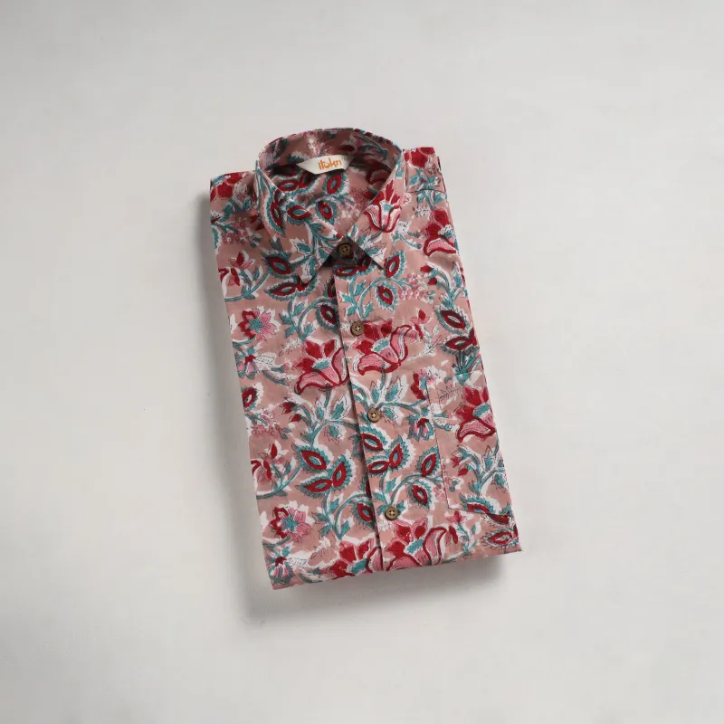 Men Cotton Sanganeri Hand Block Print Half Sleeve Shirt 12 made by Itokri