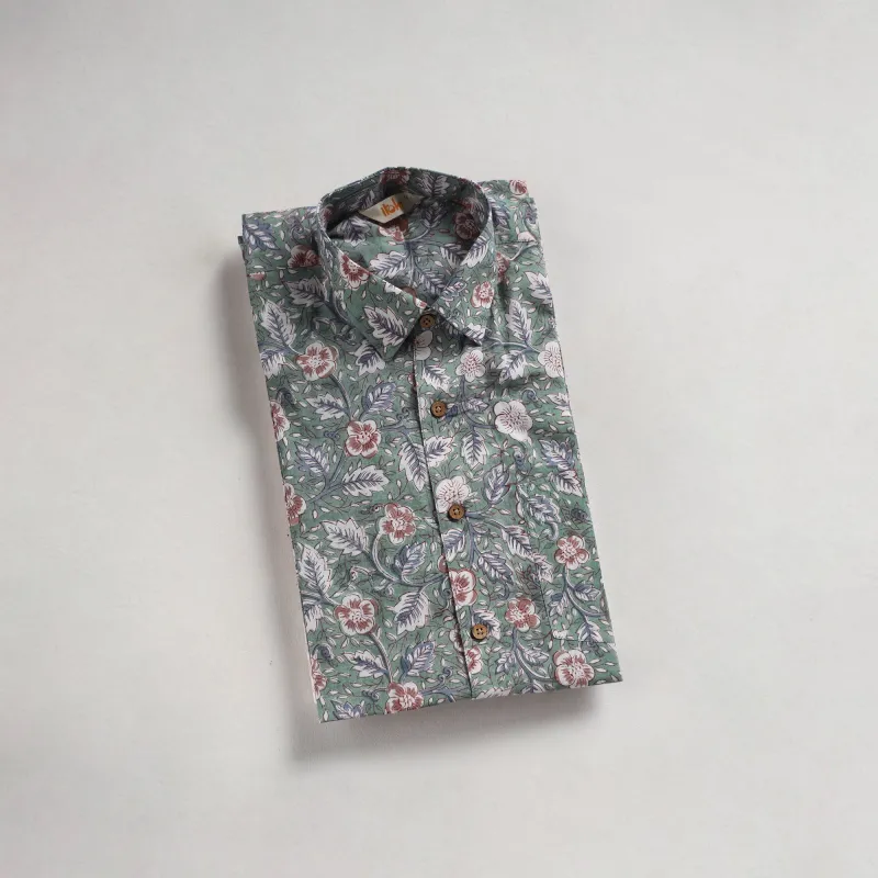 Men Cotton Sanganeri Hand Block Print Half Sleeve Shirt 17 made by Itokri