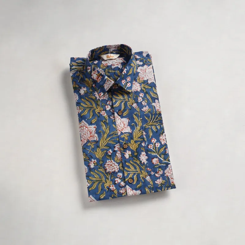 Men Cotton Sanganeri Hand Block Print Half Sleeve Shirt 16 made by Itokri