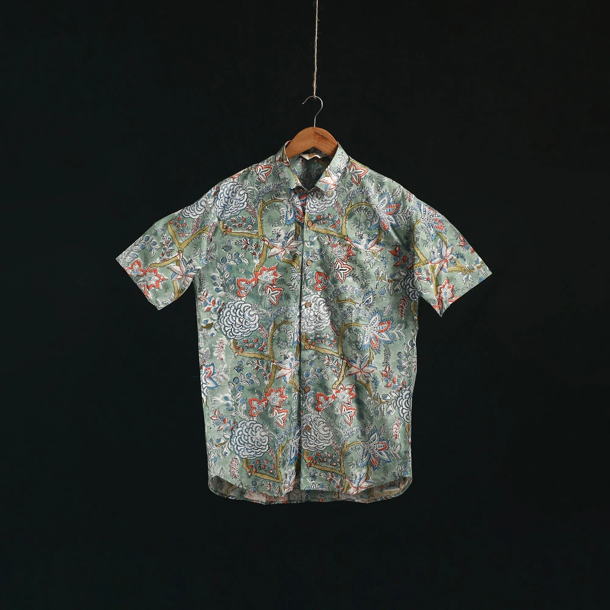 Men Cotton Sanganeri Hand Block Print Half Sleeve Shirt 14 sold by Itokri product image thumbnail 2