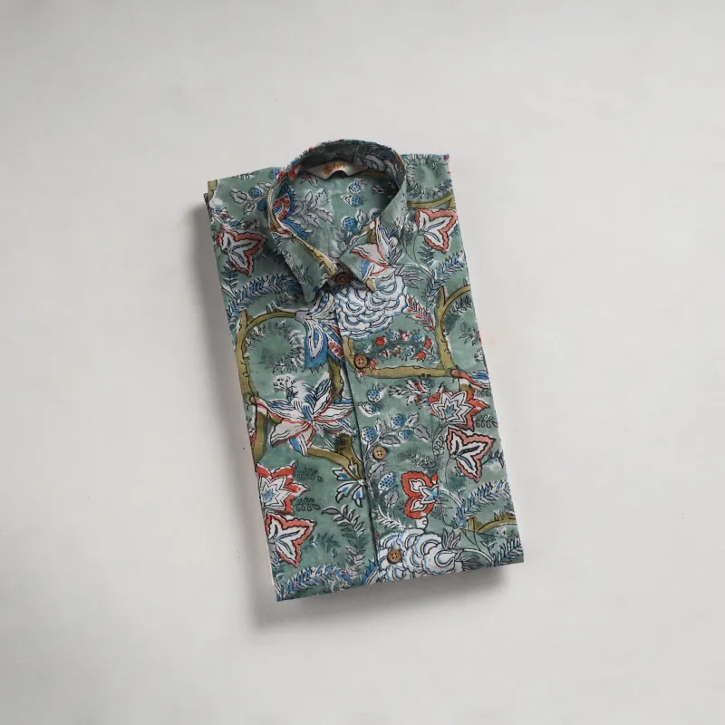 Men Cotton Sanganeri Hand Block Print Half Sleeve Shirt 14 made by Itokri