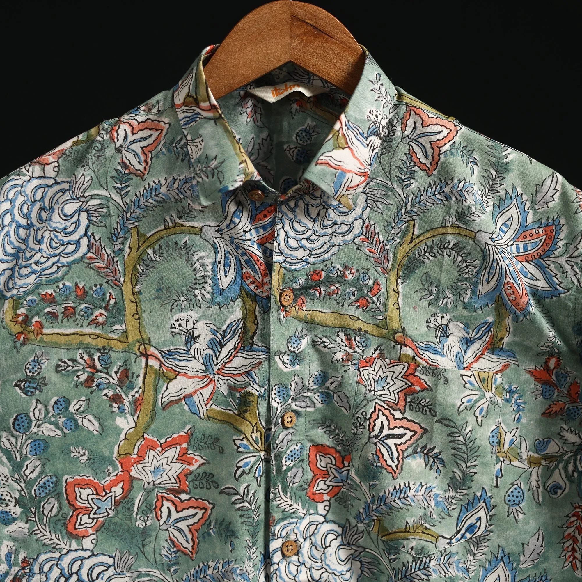 Men Cotton Sanganeri Hand Block Print Half Sleeve Shirt 14 sold by Itokri product image thumbnail 3