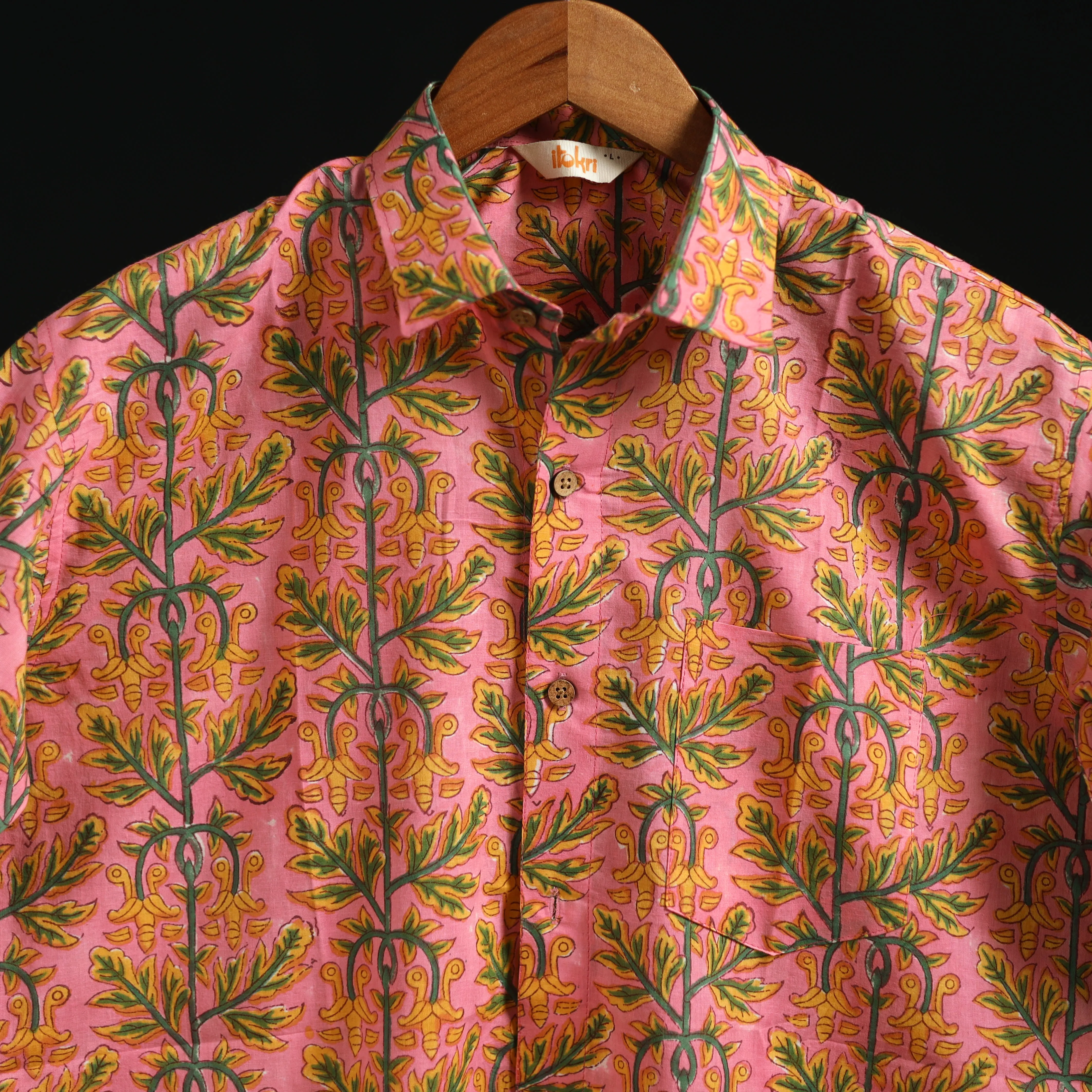 Men Cotton Sanganeri Hand Block Print Half Sleeve Shirt 07 sold by Itokri product image thumbnail 3