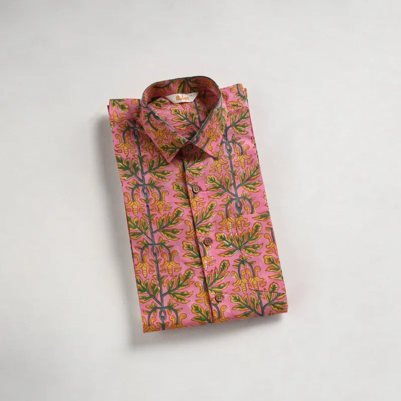 Men Cotton Sanganeri Hand Block Print Half Sleeve Shirt 07 made by Itokri