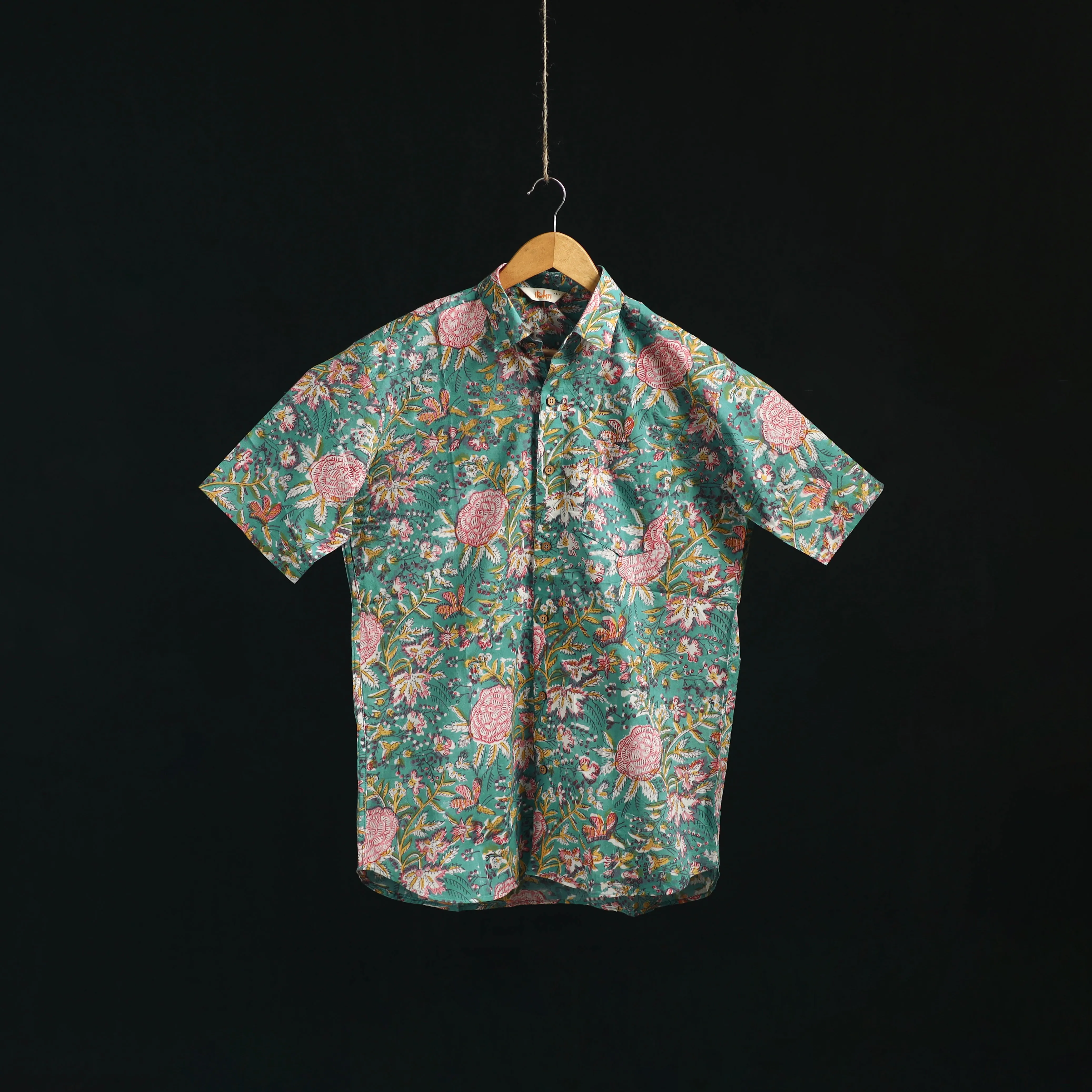 Men Cotton Sanganeri Hand Block Print Half Sleeve Shirt 06 sold by Itokri product image thumbnail 2