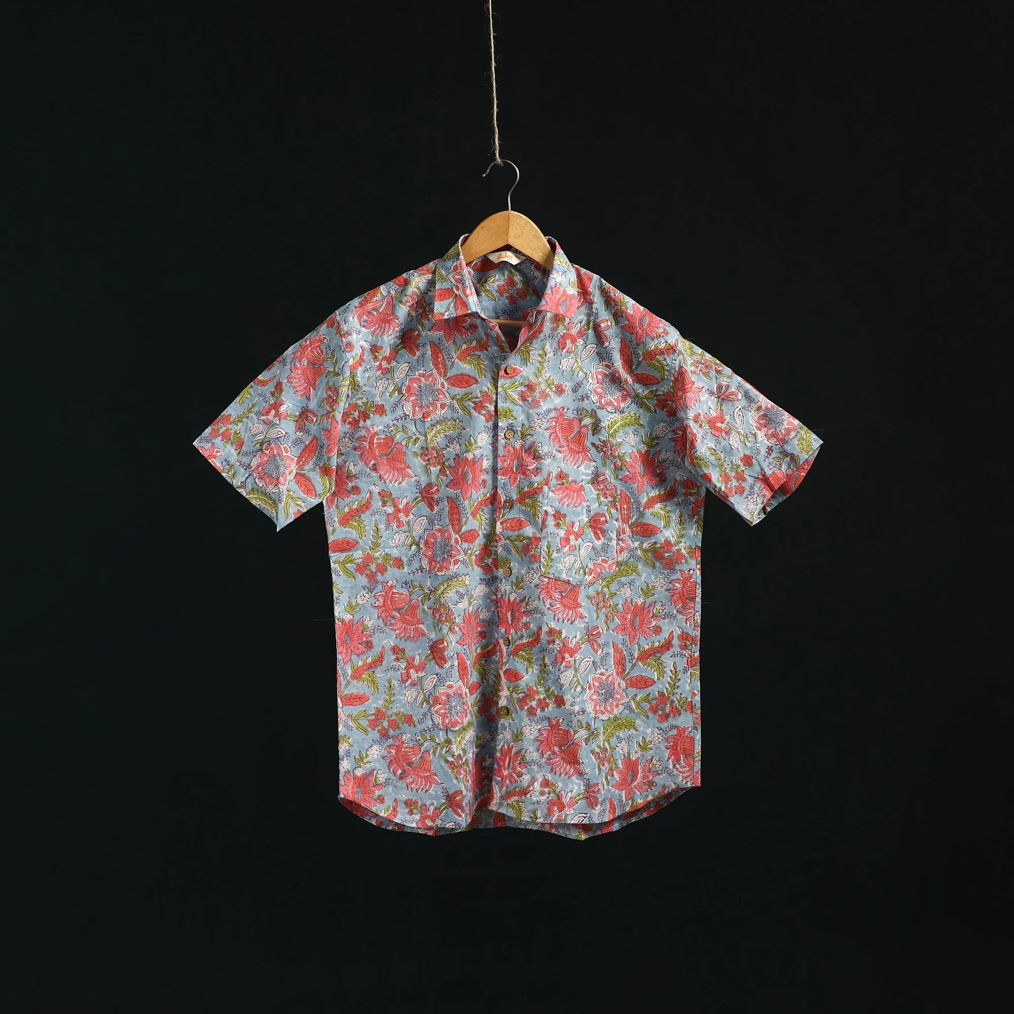 Men Cotton Sanganeri Hand Block Print Half Sleeve Shirt 02 sold by Itokri product image thumbnail 2