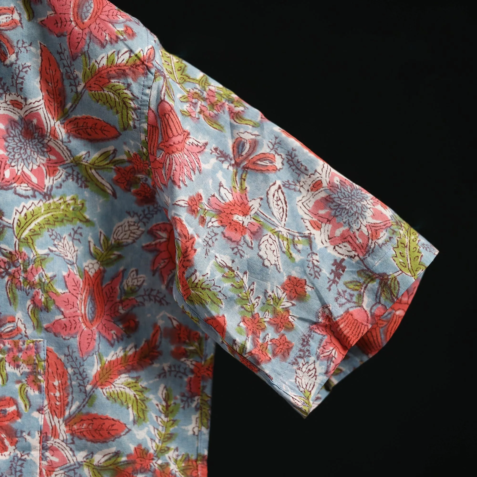 Men Cotton Sanganeri Hand Block Print Half Sleeve Shirt 02 sold by Itokri product image thumbnail 5