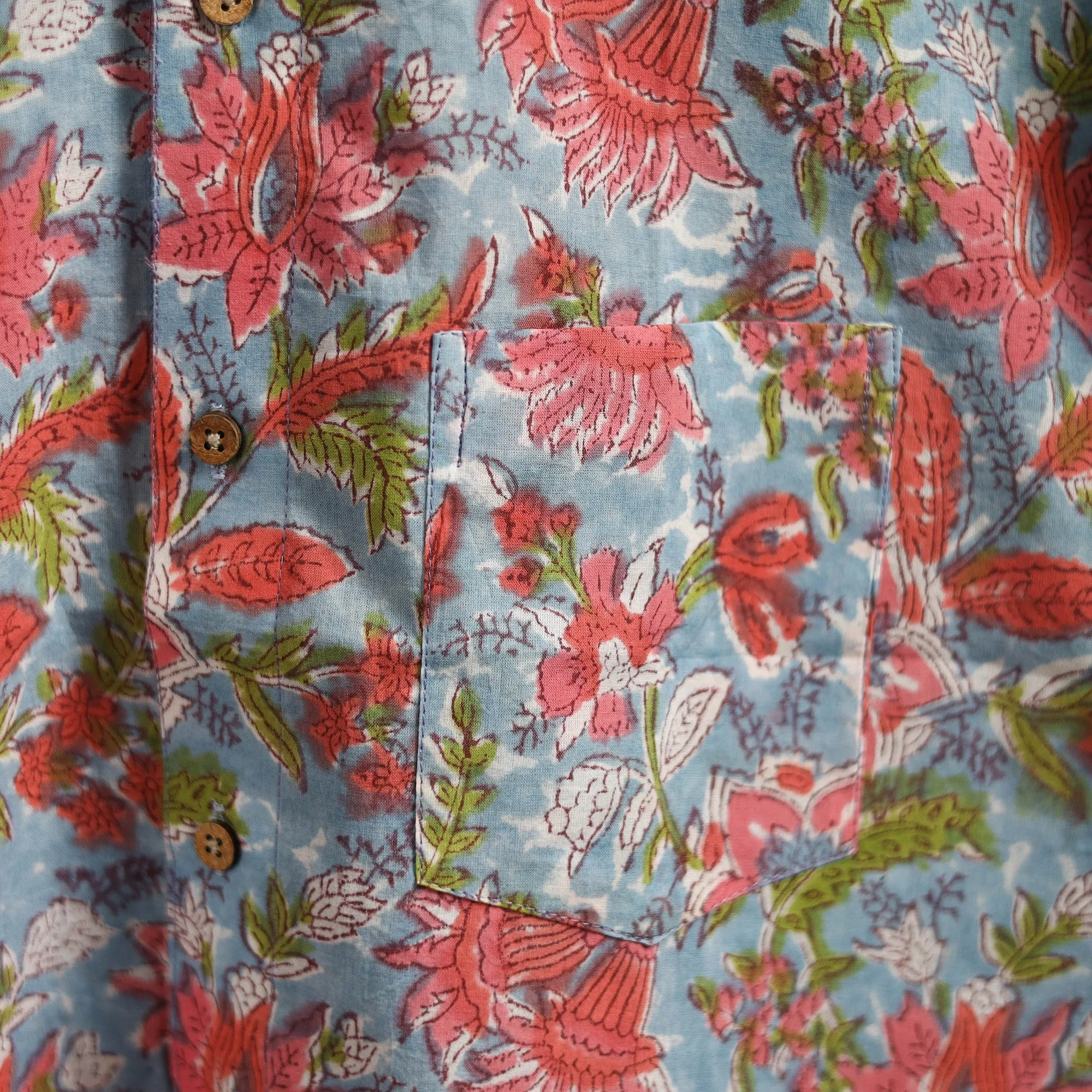 Men Cotton Sanganeri Hand Block Print Half Sleeve Shirt 02 sold by Itokri product image thumbnail 4