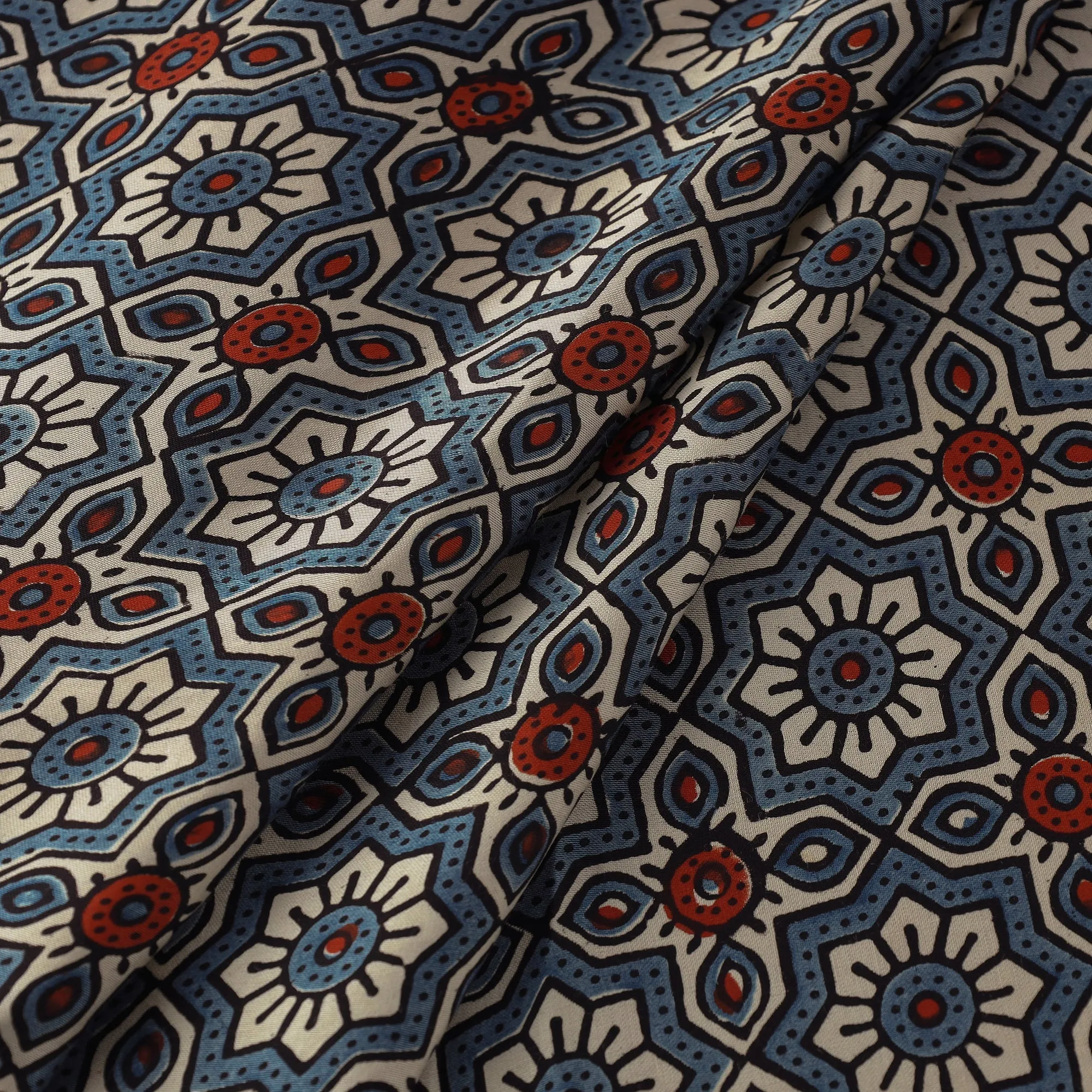 Blue - Natural Dyed Block Print Modal Silk Ajrakh Fabric 23 sold by Itokri product image thumbnail 2