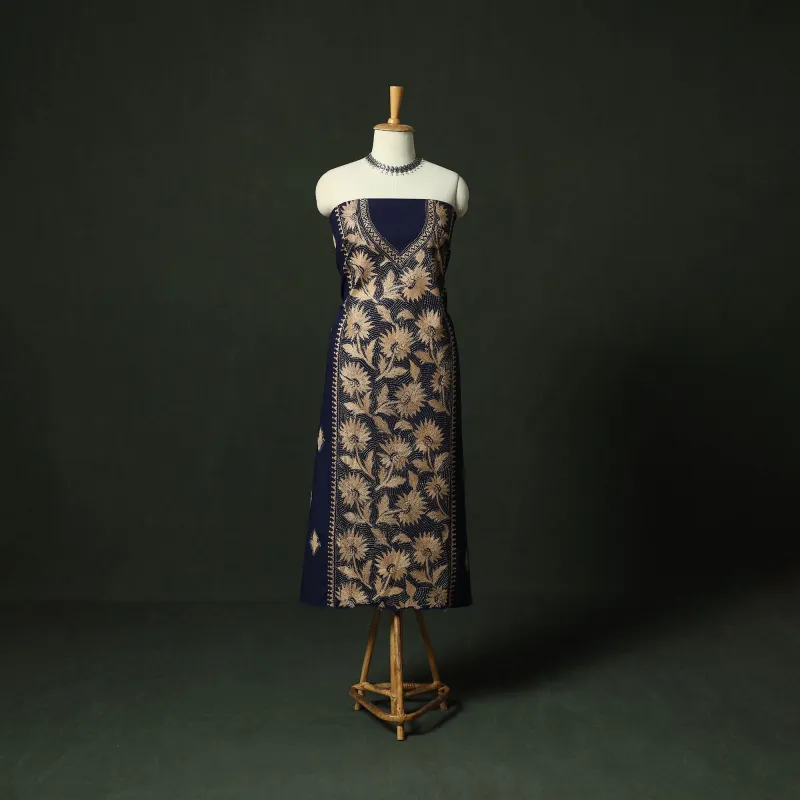Bengal Nakshi Kantha Hand Embroidered Cotton Unstitched Kurta Material (2.7M) 03 made by Itokri