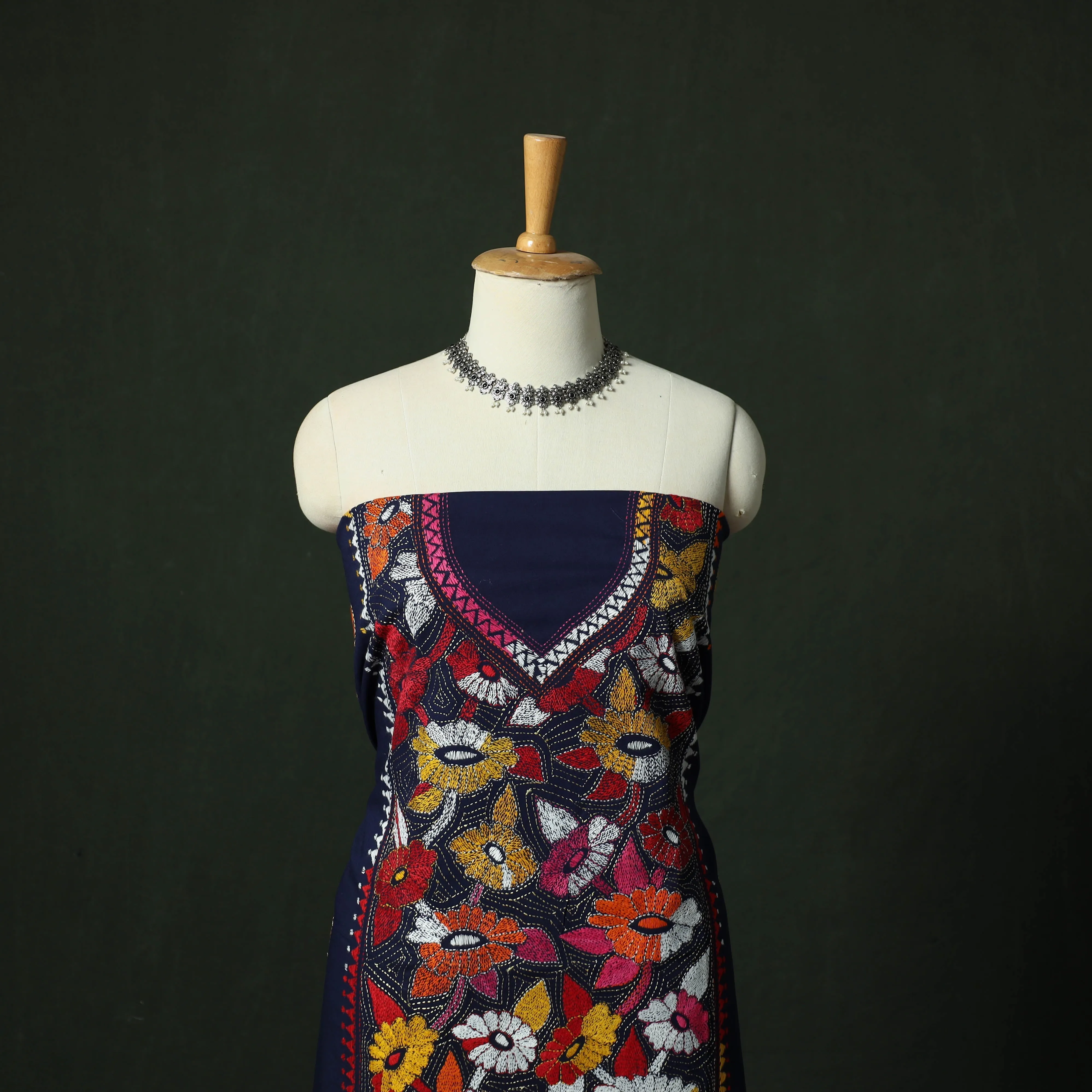 Bengal Nakshi Kantha Hand Embroidered Cotton Unstitched Kurta Material (2.7M) 11 sold by Itokri product image thumbnail 2