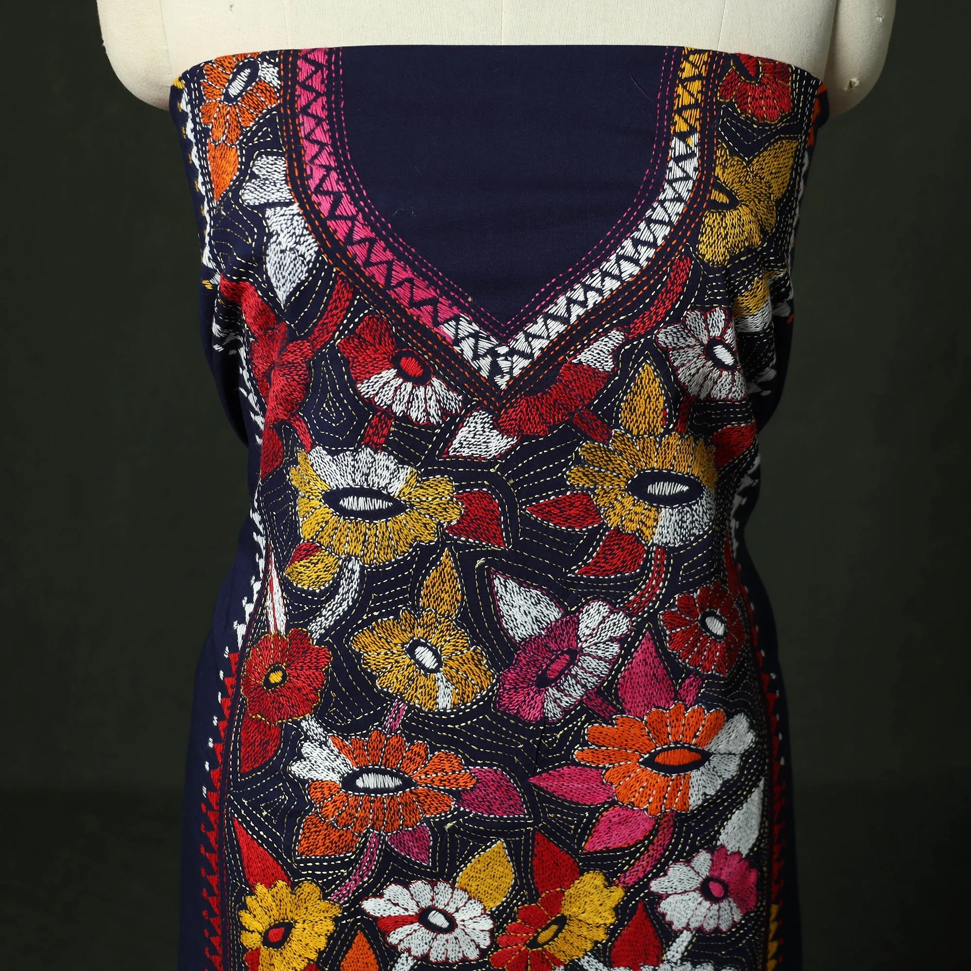 Bengal Nakshi Kantha Hand Embroidered Cotton Unstitched Kurta Material (2.7M) 11 sold by Itokri product image thumbnail 3