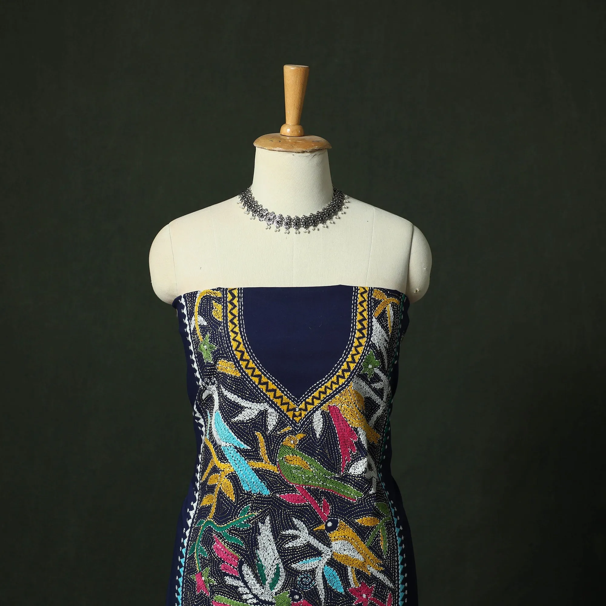 Bengal Nakshi Kantha Hand Embroidered Cotton Unstitched Kurta Material (2.7M) 13 sold by Itokri product image thumbnail 2