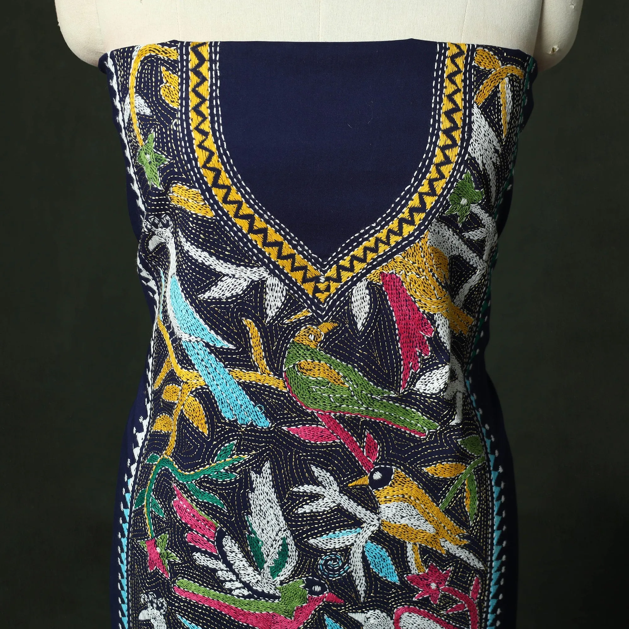 Bengal Nakshi Kantha Hand Embroidered Cotton Unstitched Kurta Material (2.7M) 13 sold by Itokri product image thumbnail 3
