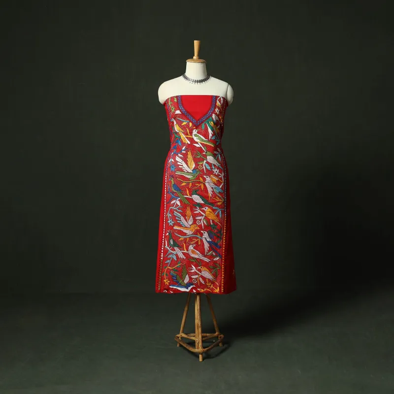 Bengal Nakshi Kantha Hand Embroidered Cotton Unstitched Kurta Material (2.7M) 18 made by Itokri