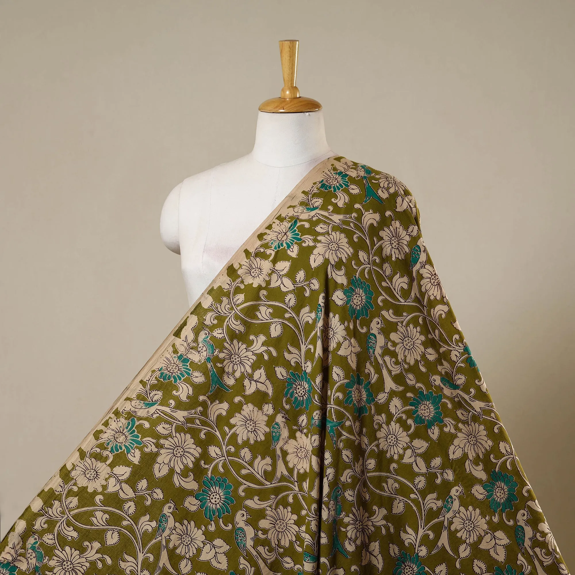 Green - Printed Cotton Kalamkari Fabric 05 sold by Itokri