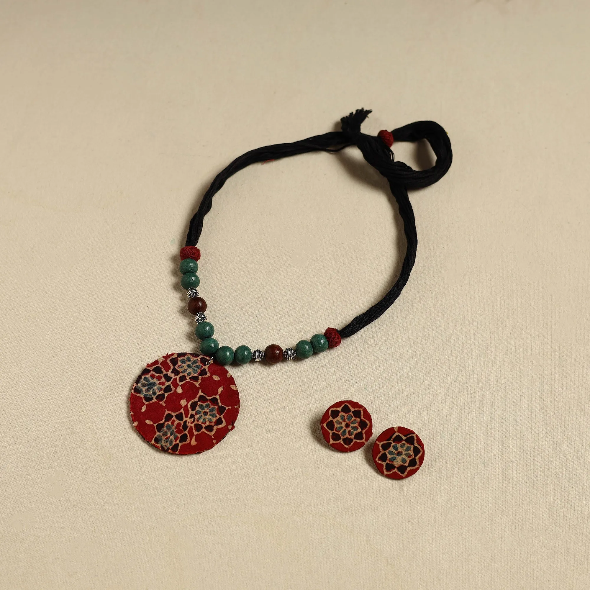 Handcrafted Wooden Beads Fabart Necklace Set 22 sold by Itokri product image thumbnail 2