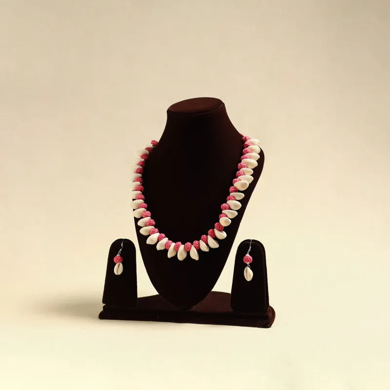Handcrafted Thread Beads Shell Work Necklace Set 02 made by Itokri