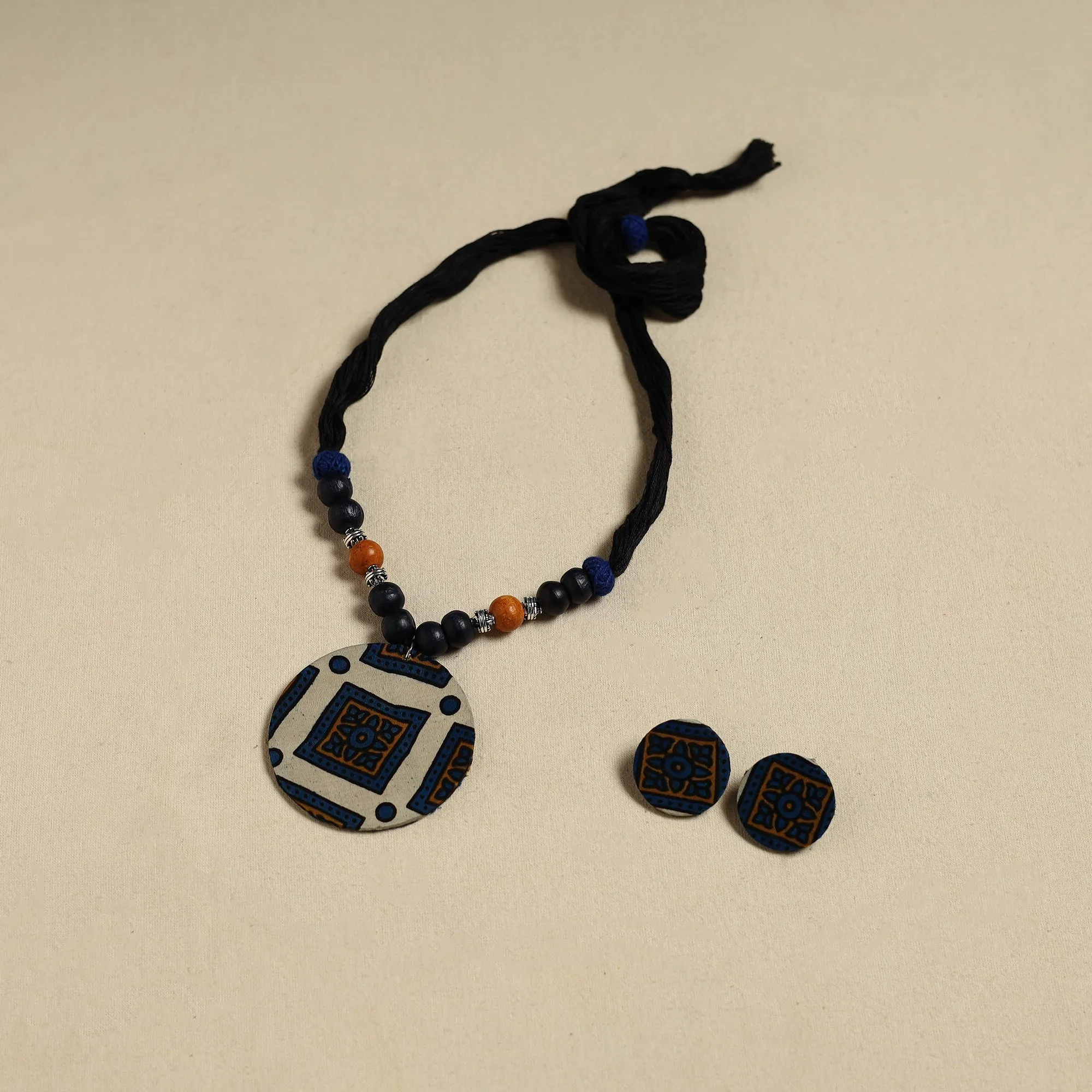 Handcrafted Wooden Beads Fabart Necklace Set 25 sold by Itokri product image thumbnail 2