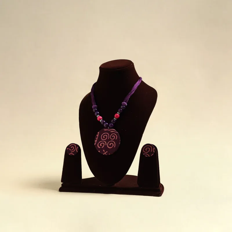 Handcrafted Wooden Beads Fabart Necklace Set 36 made by Itokri
