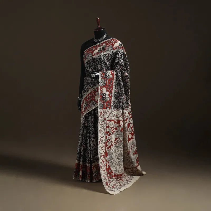 Printed Cotton Kalamkari Saree 48 made by Itokri