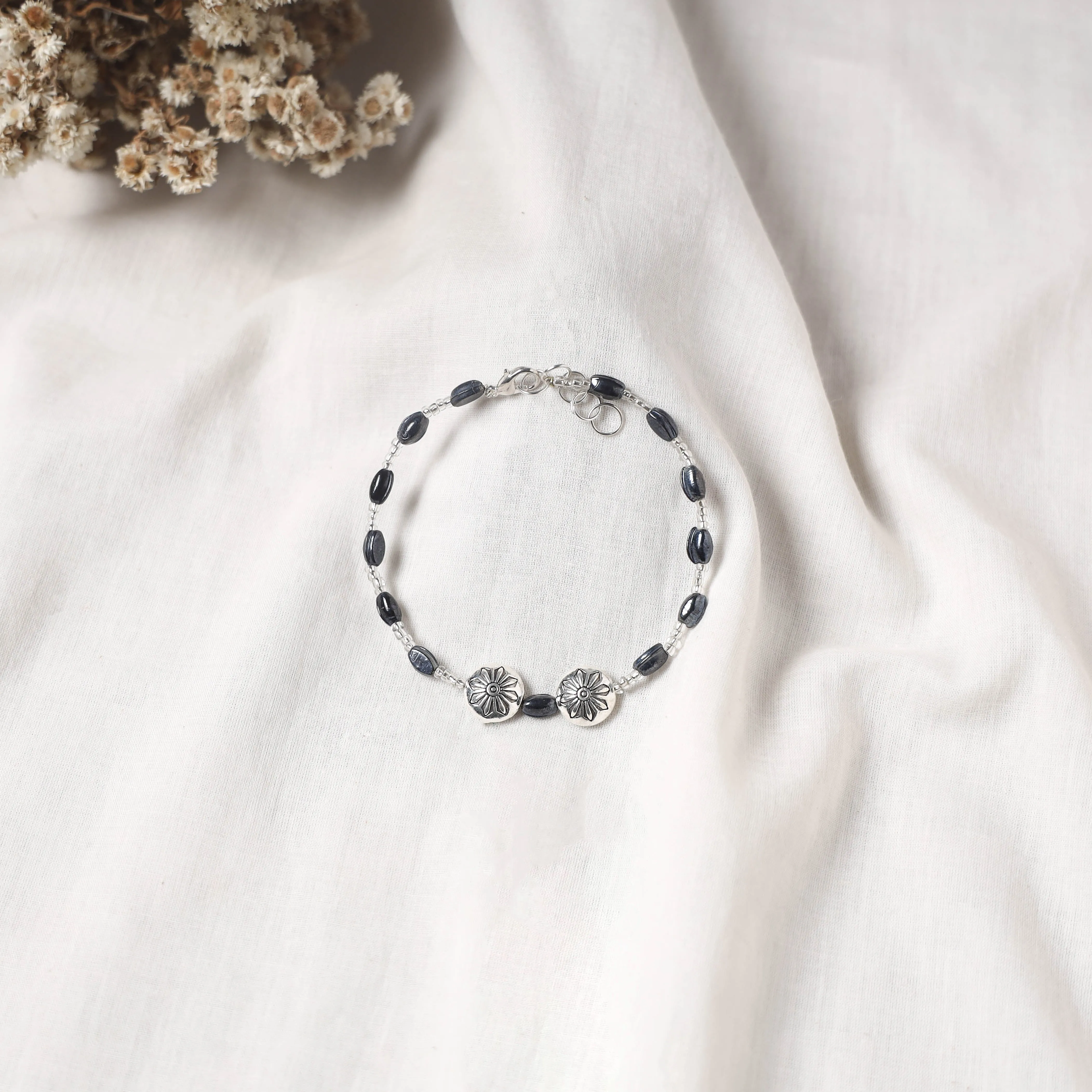 Grey - Handcrafted Stone Work GS Anklet 02 sold by Itokri